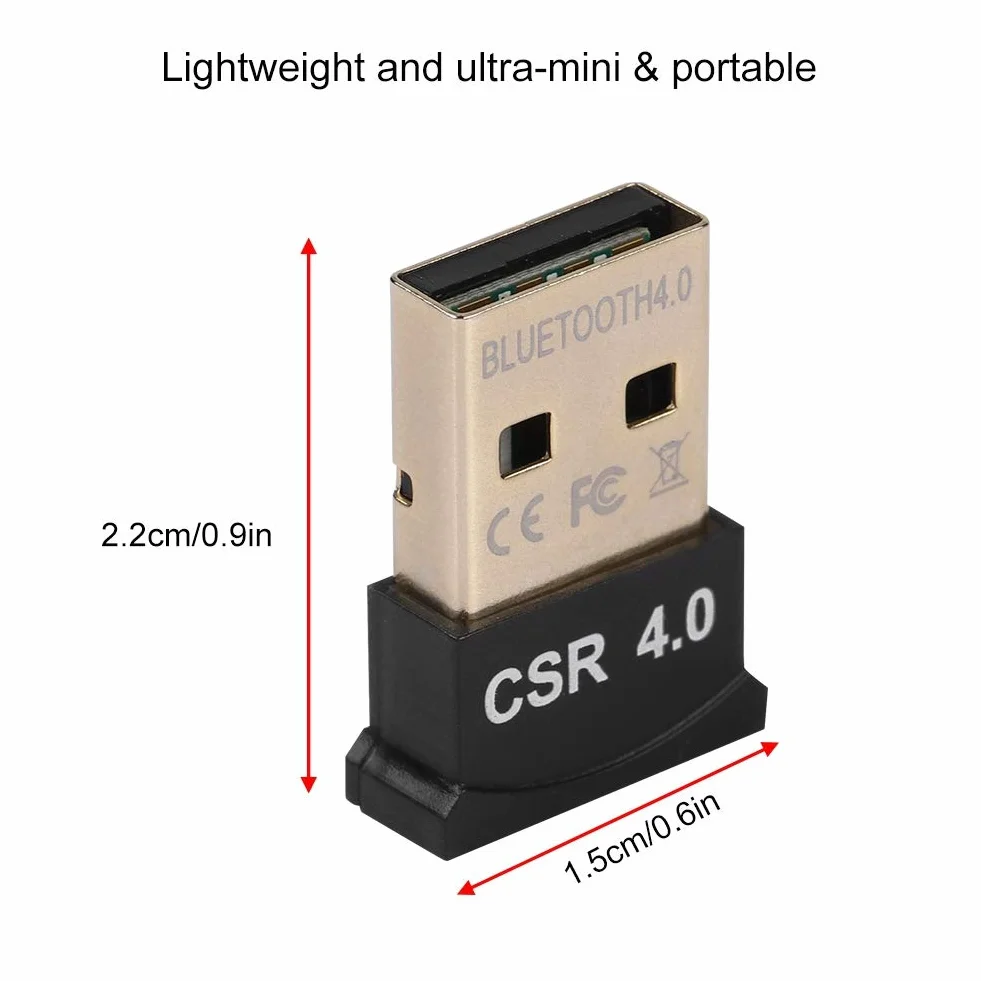 Adattatore Bluetooth USB, Dongle Bluetooth Dual Mode EDR da 3Mbps, Ricevitore Adattatore Mini Bluetooth CSR4.0 con Chip CSR8510, per Laptop Desktop, per Win