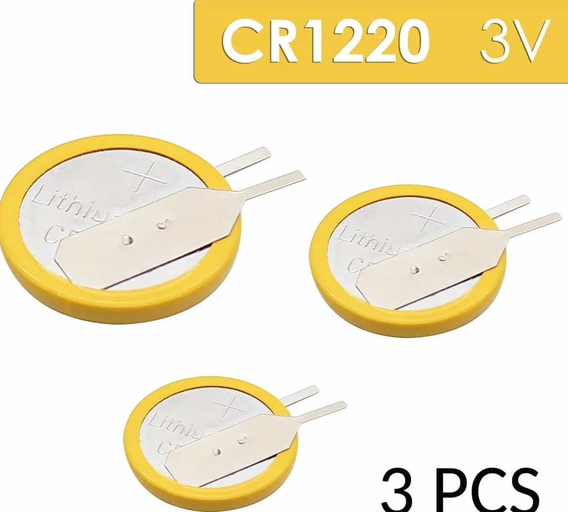 SIMPLETEK - 3X Batteria BIOS CR1220 Gialla - CMOS Time Battery 3 V - 40 mAh (Confezione da 3)