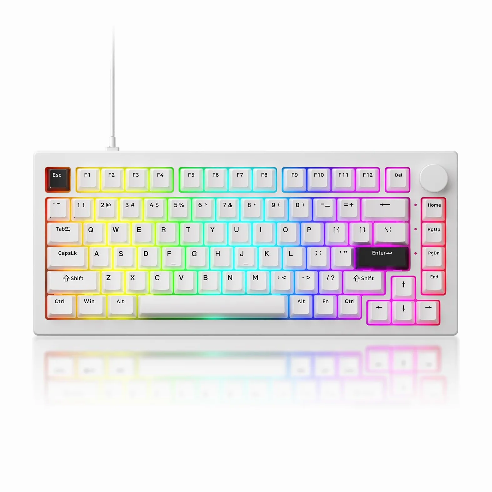 Akko 5075 V3 Tastiera Meccanica 75% Gasket RGB Hot Swap | Layout QWERTY, RGB Programmabile, Switch Frost Pink per Build Custom, Ufficio e Gaming (Nero su Bianco)