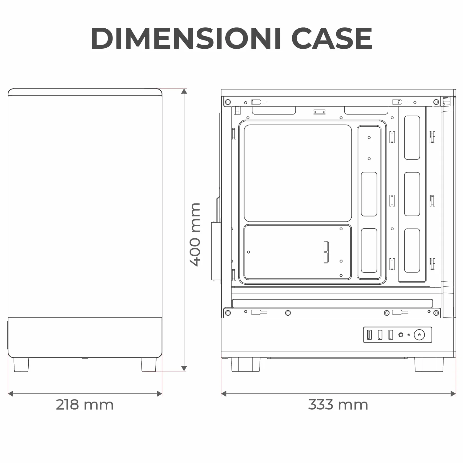 Noua Fobia LK200, Case PC Gaming Micro-ATX, Ventola Nera 120mm, Case Micro Tower per Computer Doppio Vetro Temperato Panoramico, Nero