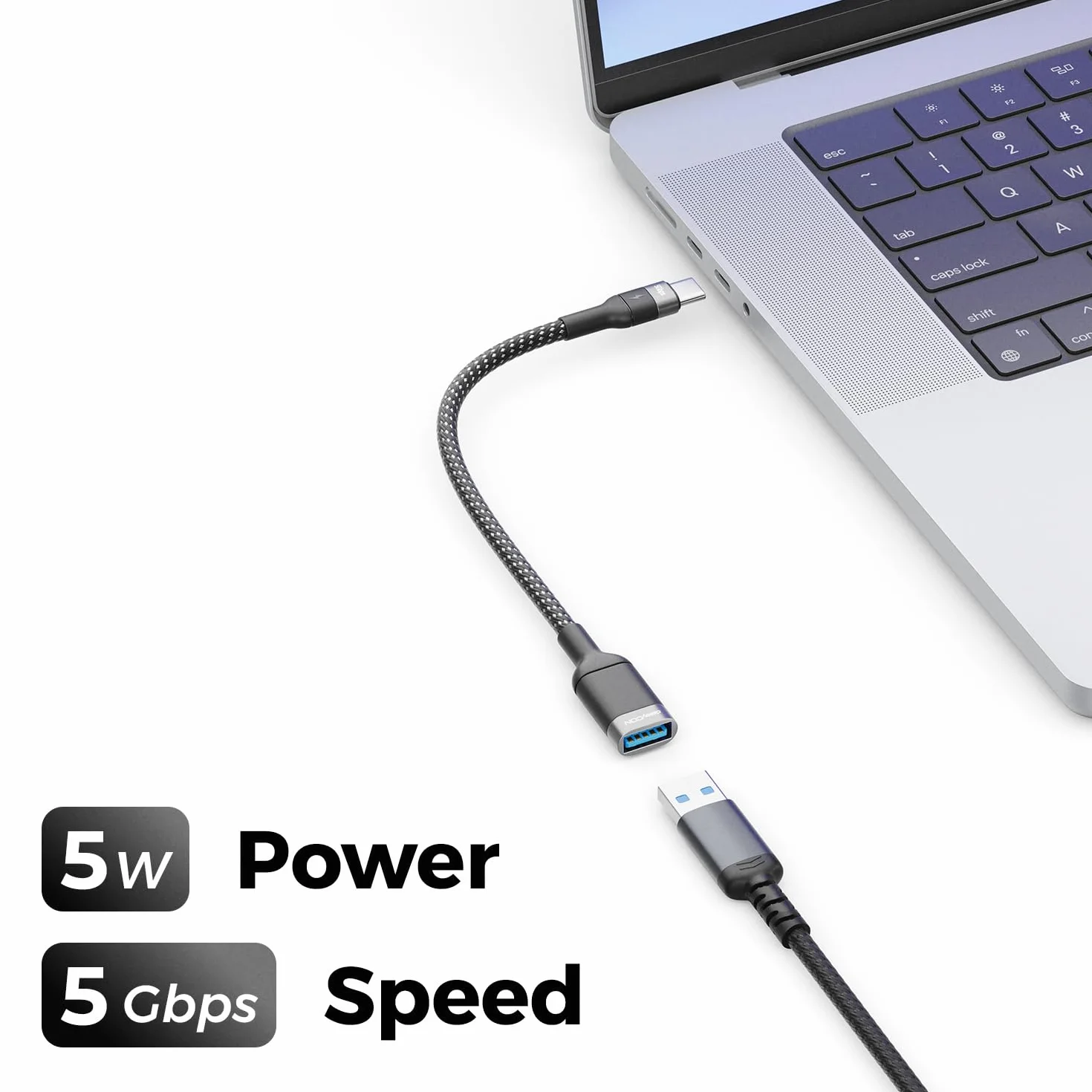 deleyCON 2x Adattatore USB C a USB 3.0 OTG Tipo-C Connettore a Presa A - Collegamento per iPhone 17/16/15, Galaxy S26/S25/S24, A56, A17, A16, A26, Xiaomi, Pixel, MacBook, iPad, Notebook ecc.