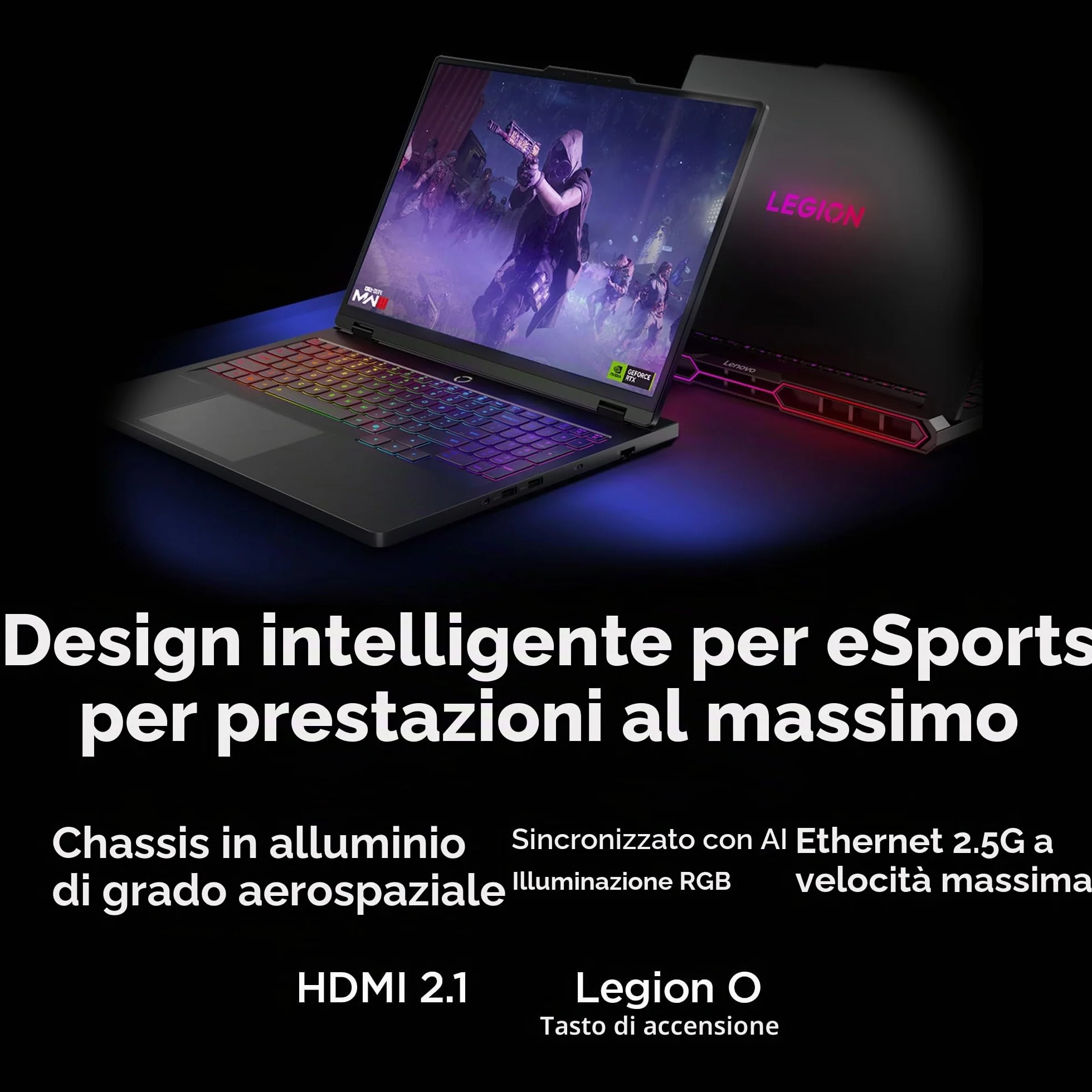 Lenovo Legion Pro 7i – Notebook da Gaming con Intelligenza Artificiale – Intel® Core Ultra 7 255HX – Display OLED WQXGA PureSight da 16" – 240Hz – NVIDIA® GeForce RTX™ 5070 Ti – Memoria 32GB