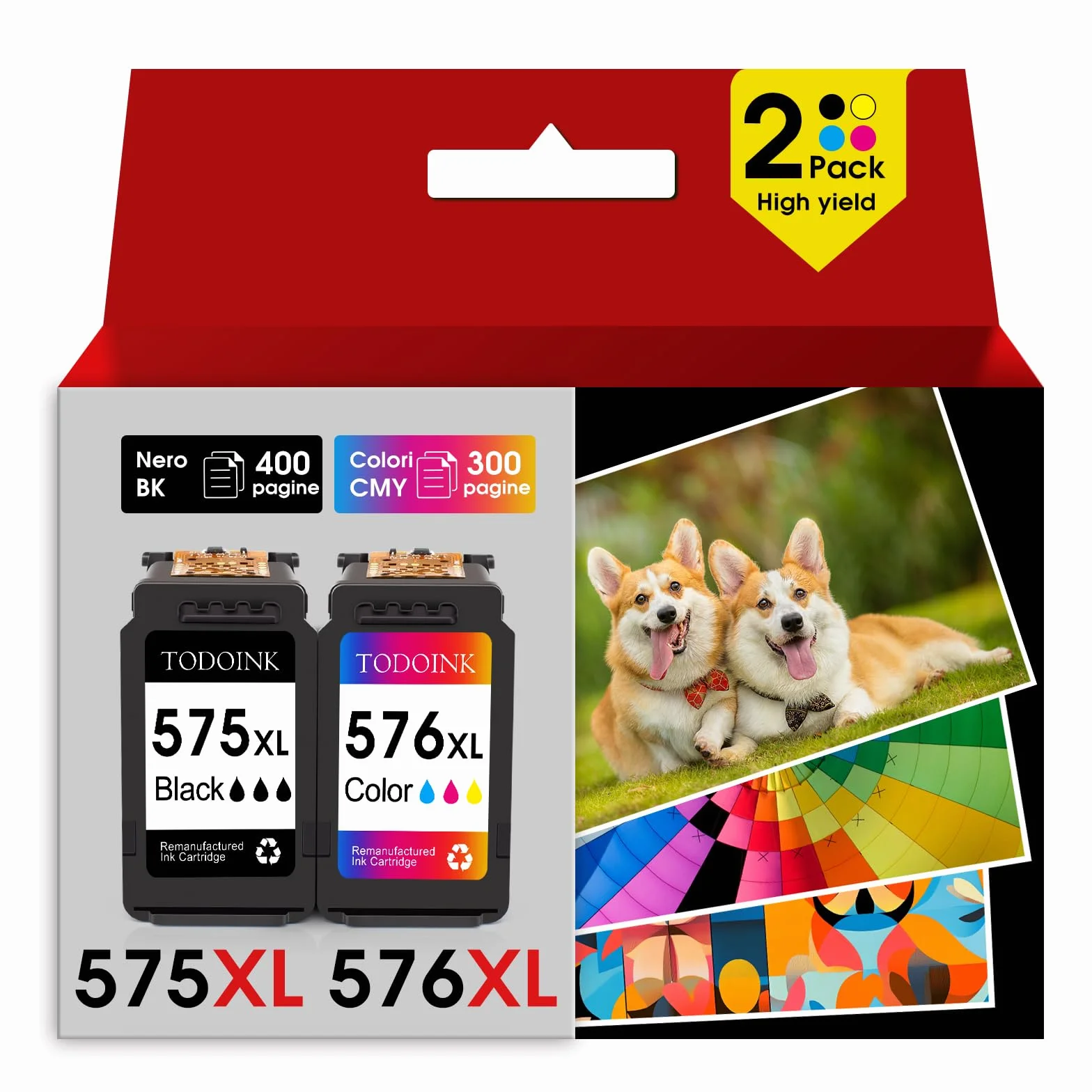 PG575XL CL576XL Nero e Colore Cartucce d'inchiostro PG-575XL CL-576XL cartucce per canon 575 576 xl per TS3550i TS3551i TS3750i TS3751i TS3752i TR4750i TR4751i TR4755i TR4756i (2 Pack)