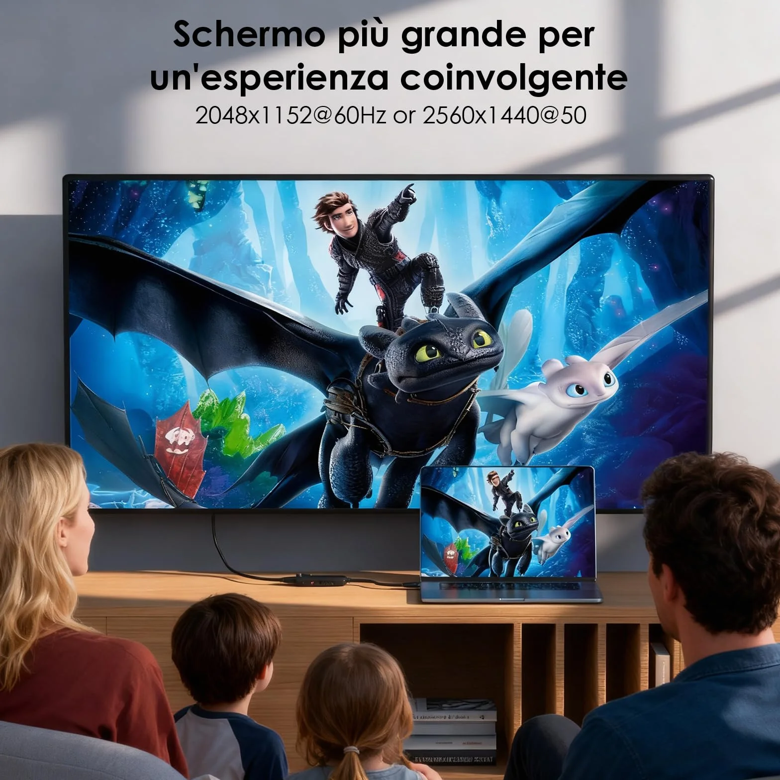 WAVLINK Adattatore USB C a HDMI, Adattatore HDMI 2K, Convertitore USB 3.0 a HDMI, Chip Displaylink supportano fino a 6 Monitor per Windows