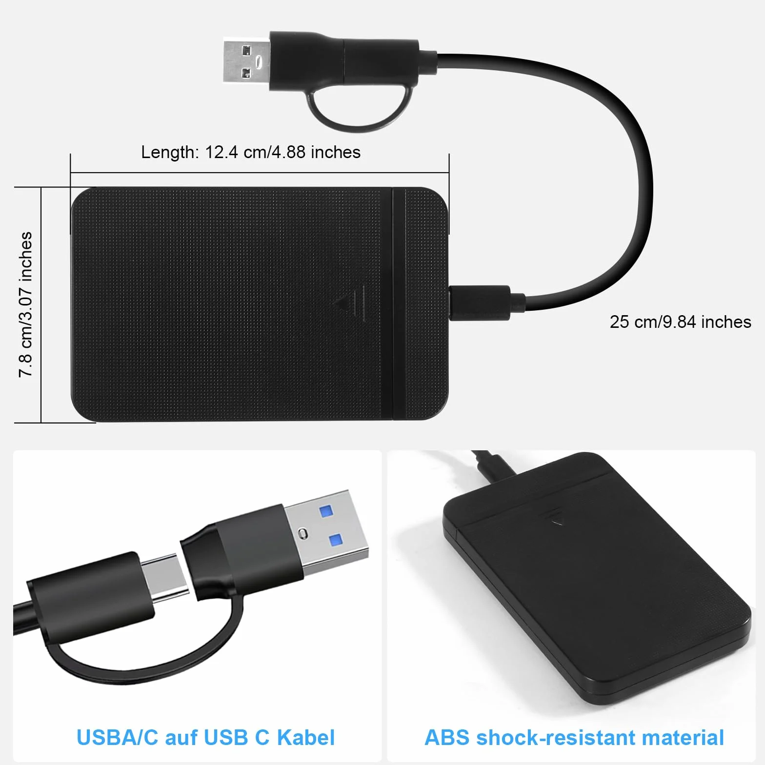 Case SSD/HDD Hard Disk 2.5 Pollici 10Gbps USB 3.1 Gen 1 Case Hard Disk 2.5 per 7mm e 9,5 mm, SATA I II III, HDD, SSD, Supporto UASP,Nessuno Strumento Case Disco