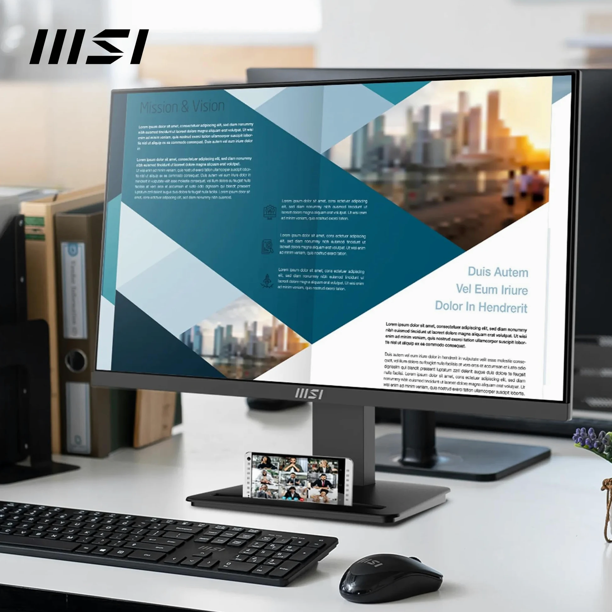 msi Pro MP2412 Monitor da 23,8", Full HD (1920 x 1080), 100 Hz, VA, 4 ms, FreeSync, HDMI, VGA, Anti-riflesso, Anti-Scintillio, meno luce blu, certificato TÜV, VESA, Kensington, Nero