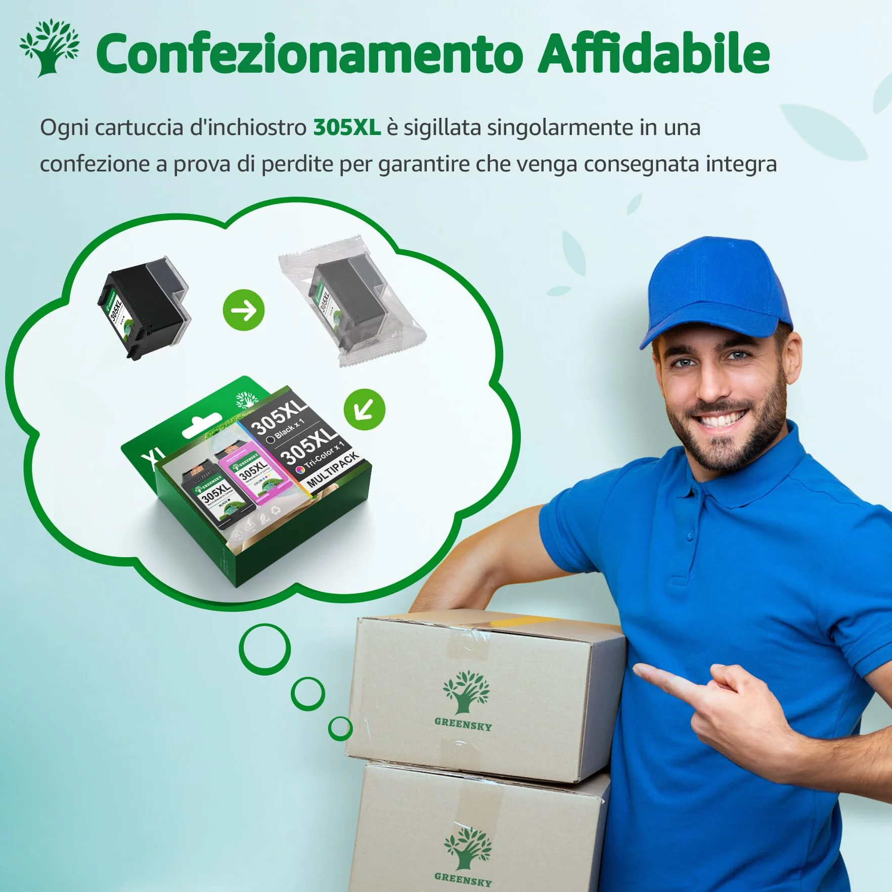 GREENSKY 305 305XL Compatibile con Cartucce HP 305 Nero e Colore con HP DeskJet 2820e 2720e 2720 2710e 2710 DeskJet Plus 4130 4120 4110 Envy 6020e 6022 6022e 6030 6030e Envy Plus 6430e Colore Nero