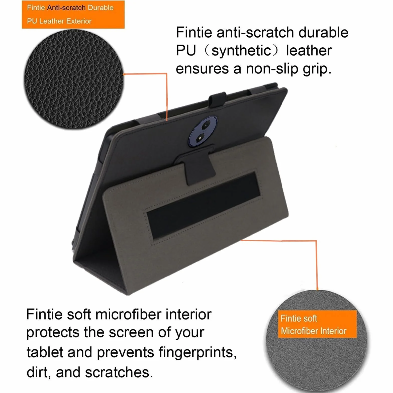 MEMELOKA Custodia per TCL Tab A1 Plus 12.2 Pollici, Leggera e Sottile Custodia in Pelle PU con Cinturino da Polso, Morbido Cover con Funzione di Supporto, Nero