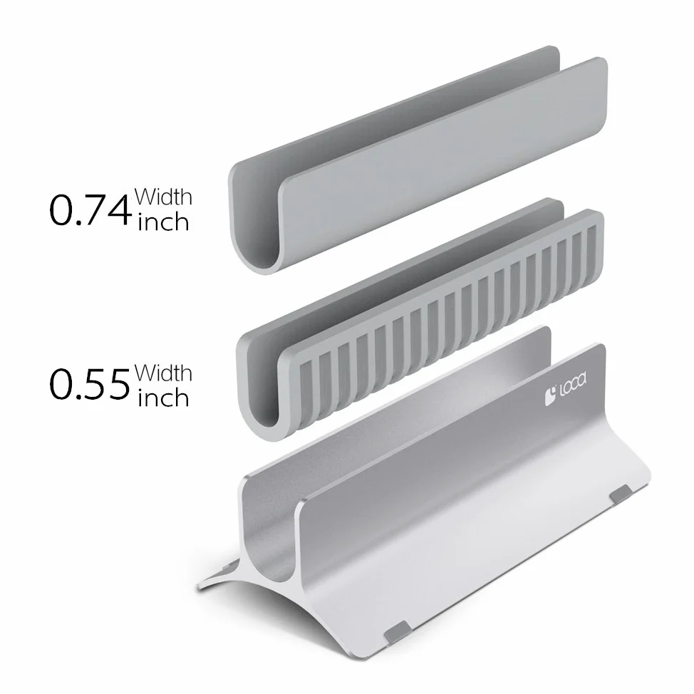 Supporto verticale per laptop, Loca in alluminio supporto da tavolo per Apple MacBook, computer Silver