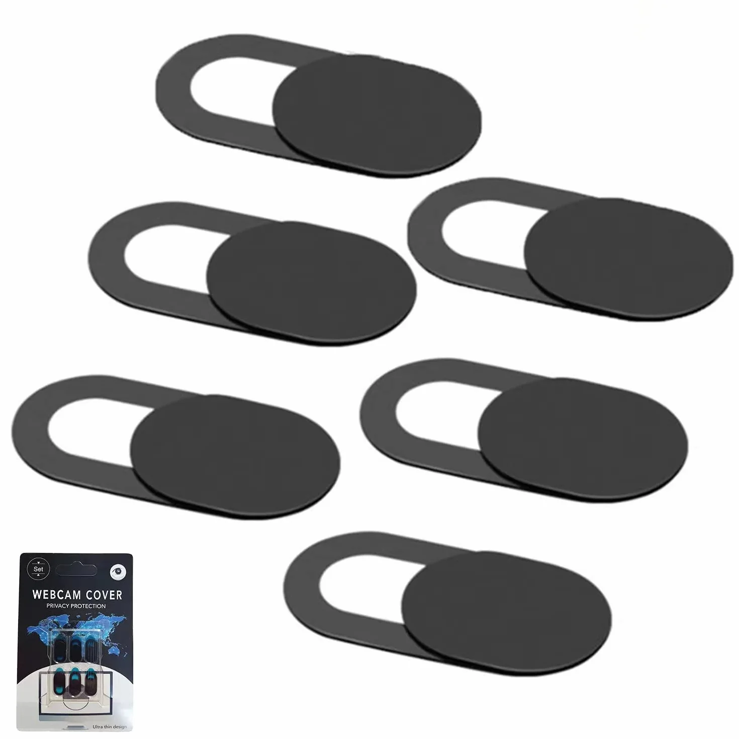 Copri Webcam Cover Slider 0.7mm per Laptop 6 Pezzi Nero