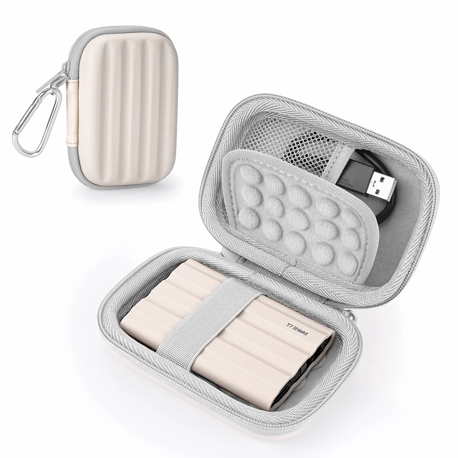 YINKE Custodia Rigida per Samsung Memorie T7 Shield/ T9 / T7 / T7 Touch SSD Esterno Portatile da 1T 2T 500 GB, USB 3.2, Hard Disk SSD Esterno Guscio Rigido Borsa da Viaggio (White)