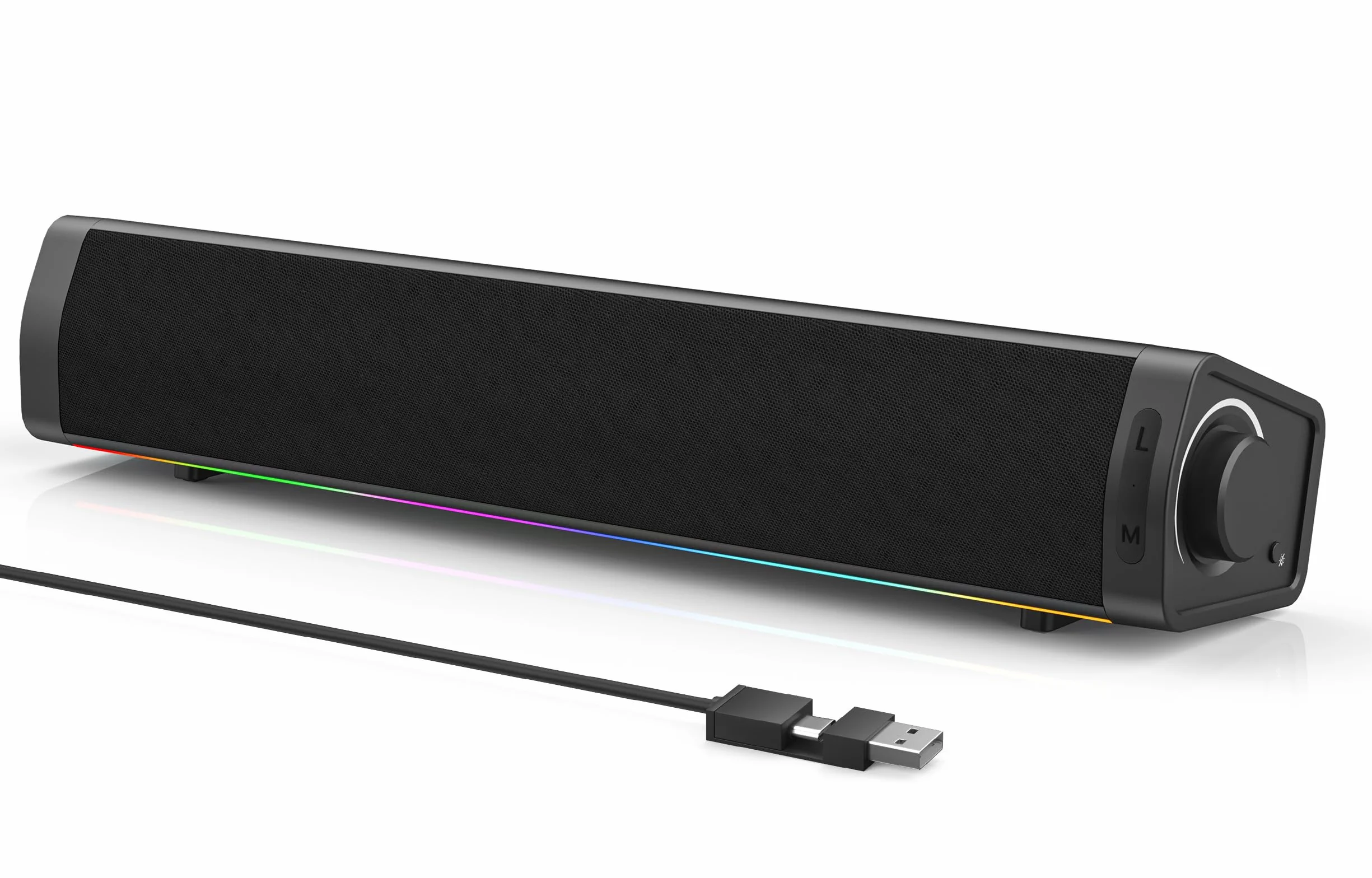 ZETIY Altoparlante PC, alimentato tramite USB, altoparlante da gioco, soundbar per PC, laptop, desktop, monitor