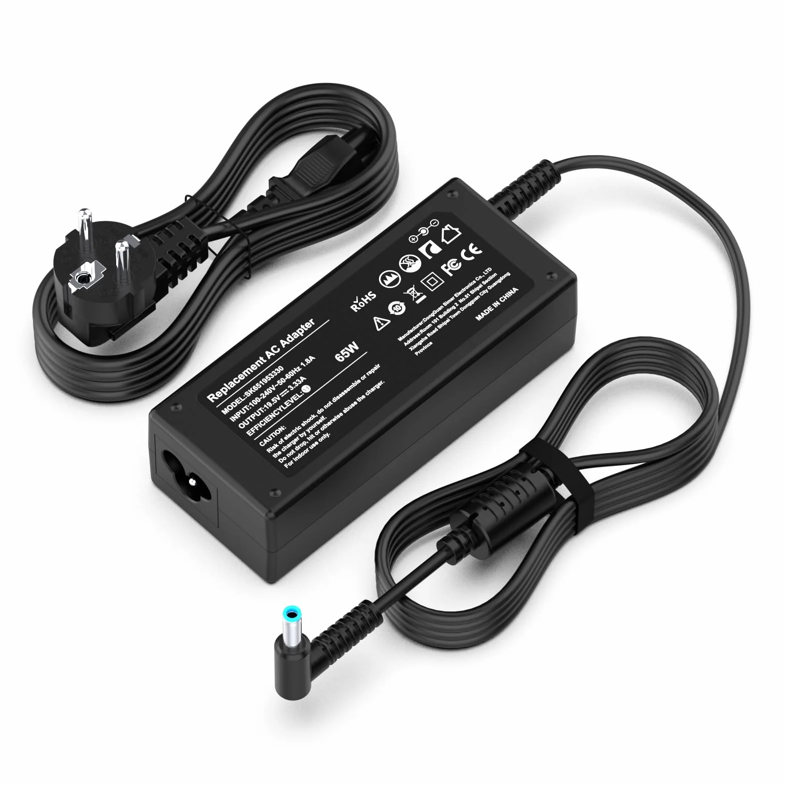 65W Caricatore Portatile Alimentatore per HP Pavilion x360 11 13 14 15, Elitebook 840 850 Probook 430 440 450 Envy 13 15 HP 240 250 255 G6 G7 741727-001 710412-001 Caricabatterie Adattatore