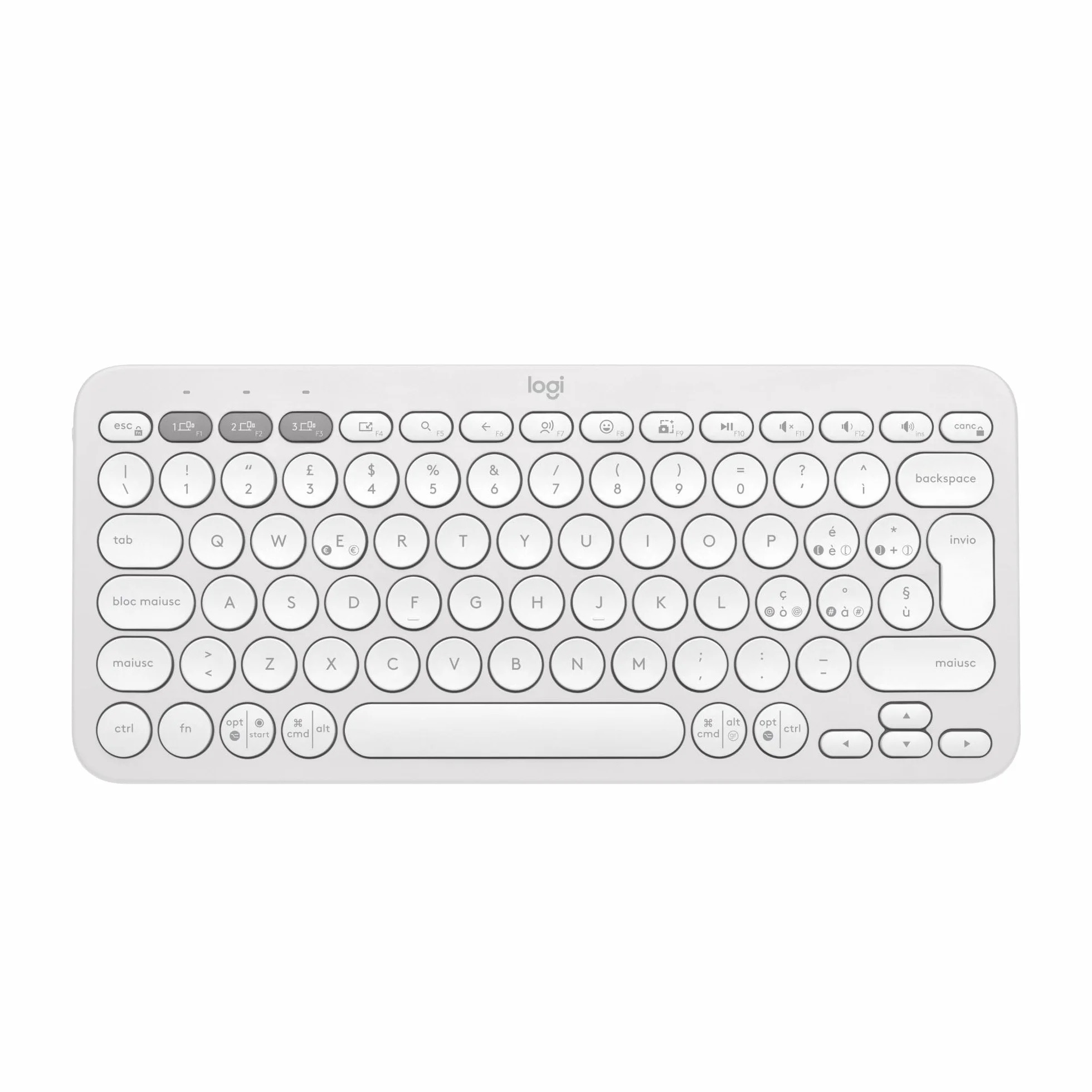 Logitech Pebble Keys 2 K380s tastiera wireless Bluetooth multidispositivo QWERTY italiano Bianco
