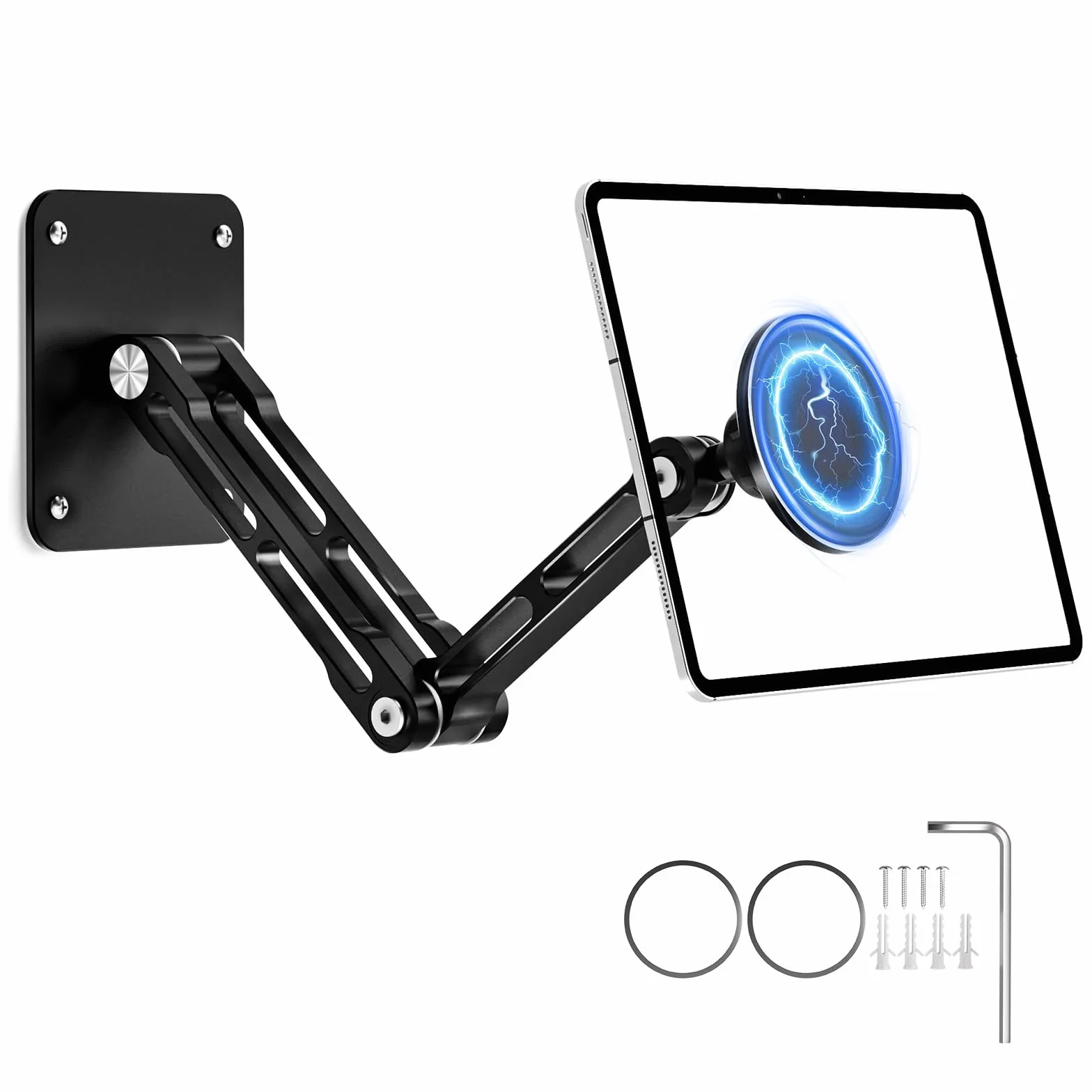 Tablet Supporto Magnetico da Parete 360° Girevole in Alluminio per Smartphone, Laptop, E-reader