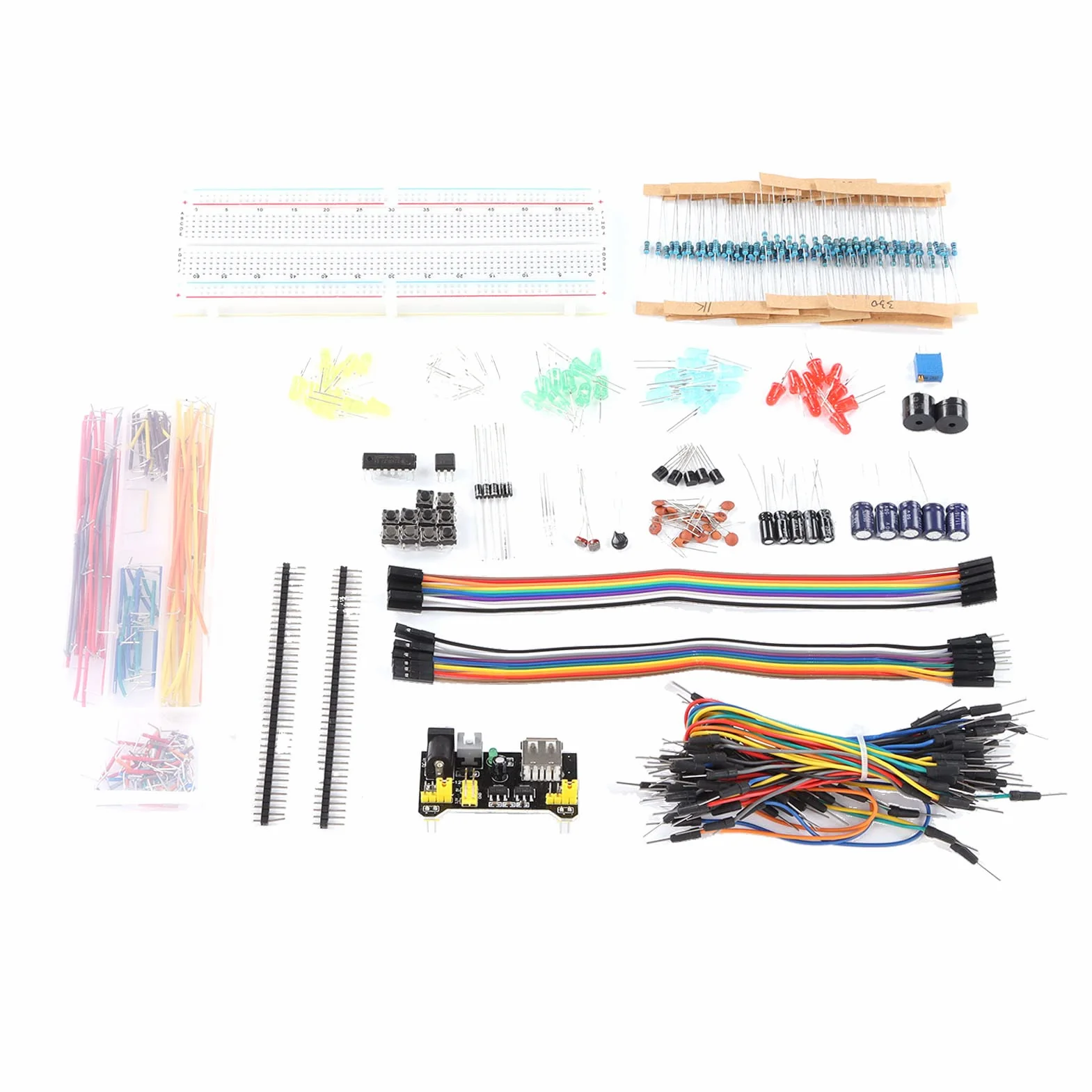 Fafeicy Kit Divertente di Componenti Elettronici, Materiale Siliconico per Progetti Breadboard R3, Modulo Iniziale Completo con Cavi Jumper e LED