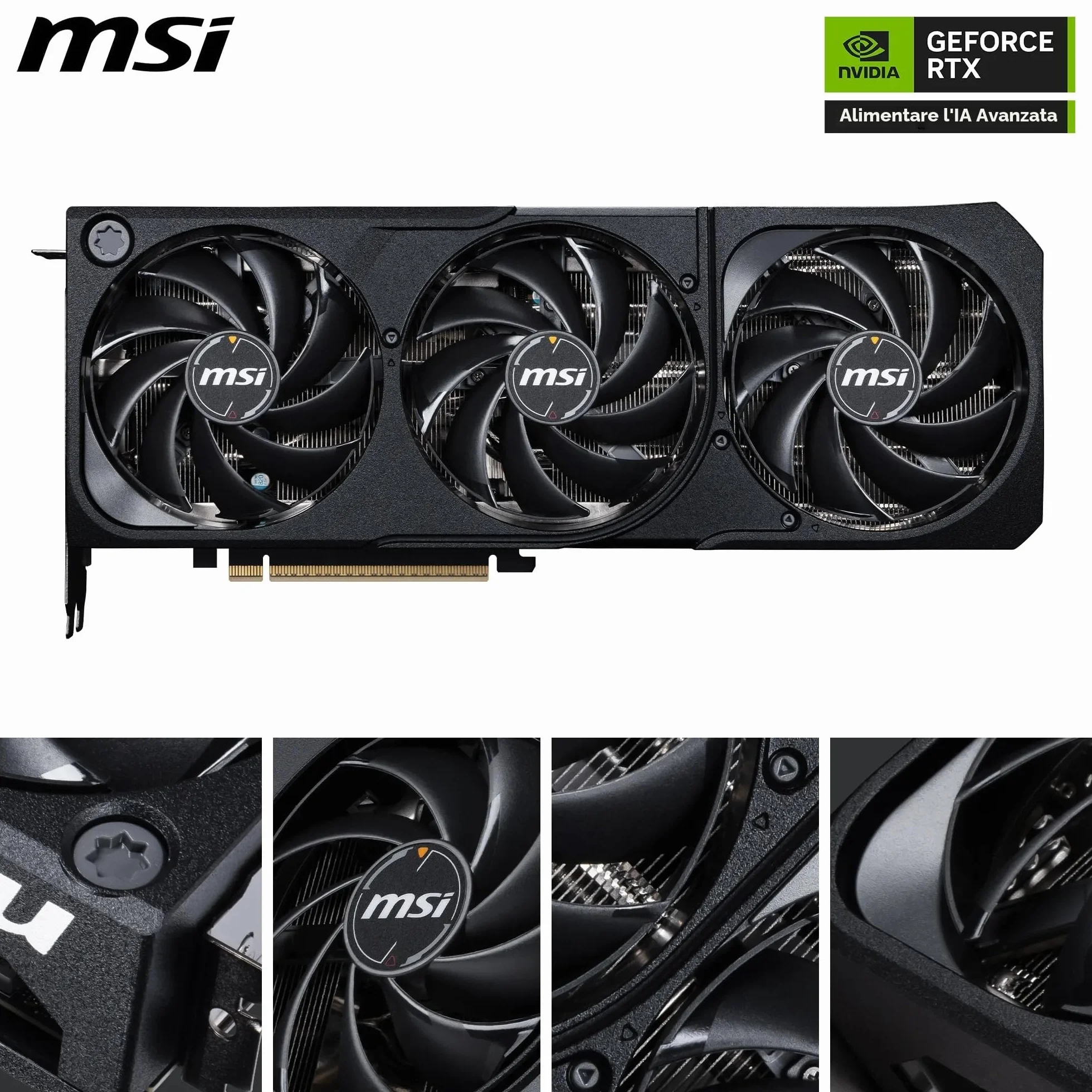 MSI GeForce RTX 5070 Ti 16G SHADOW 3X OC – 16 GB GDDR7 (28 Gbps / 256-bit) – PCIe 5.0 – Design termico a tripla ventola (3 x TORX FAN 5.0) – HDMI 2.1b / 3 x DisplayPort 2.1b