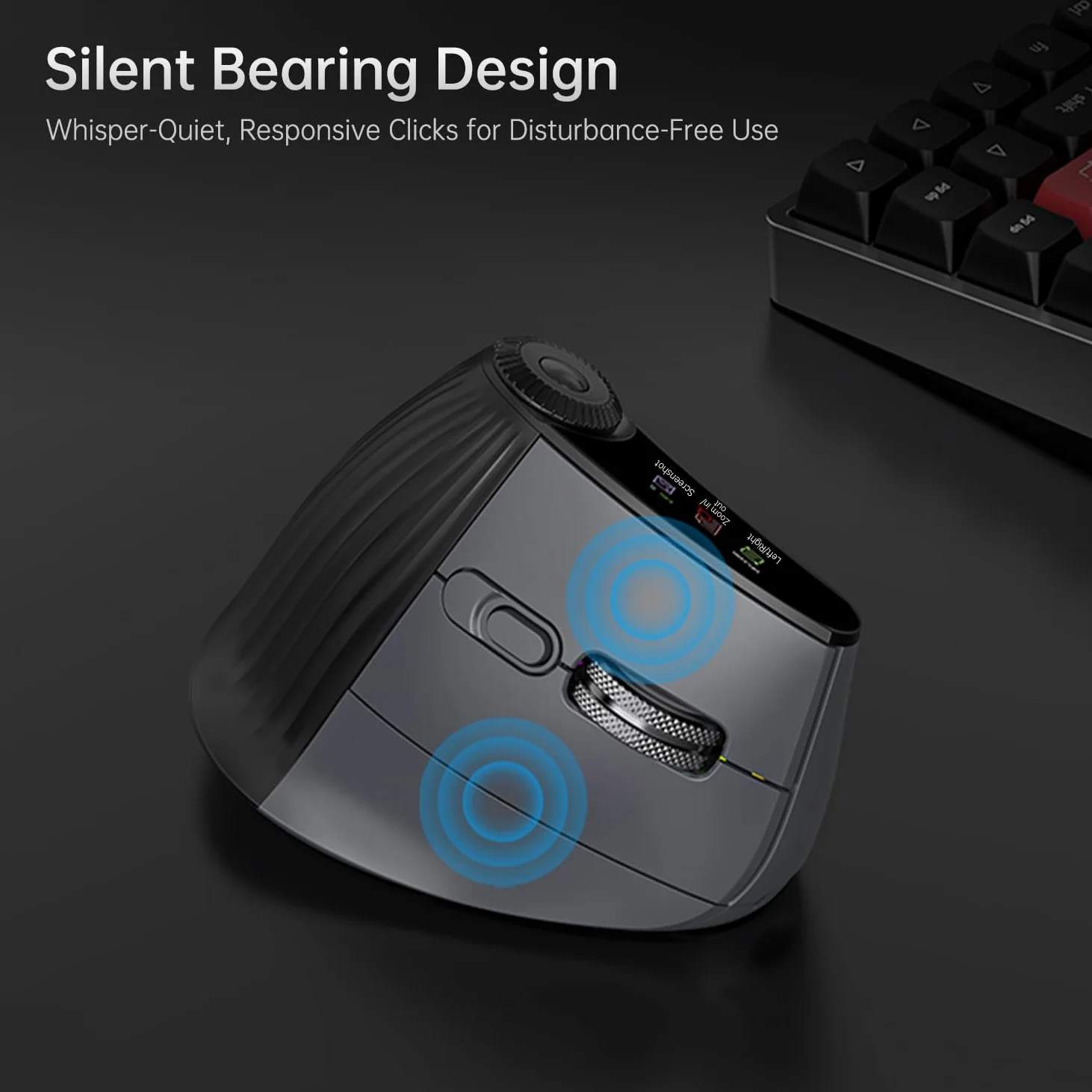 Mouse verticale ergonomico senza fili, ricaricabile Bluetooth ultraveloce scorrimento 4800 DPI, mouse Ergo 2.4G silenzioso clic 6 pulsanti mouse ottici RGB, 3 connettività multi-dispositivo