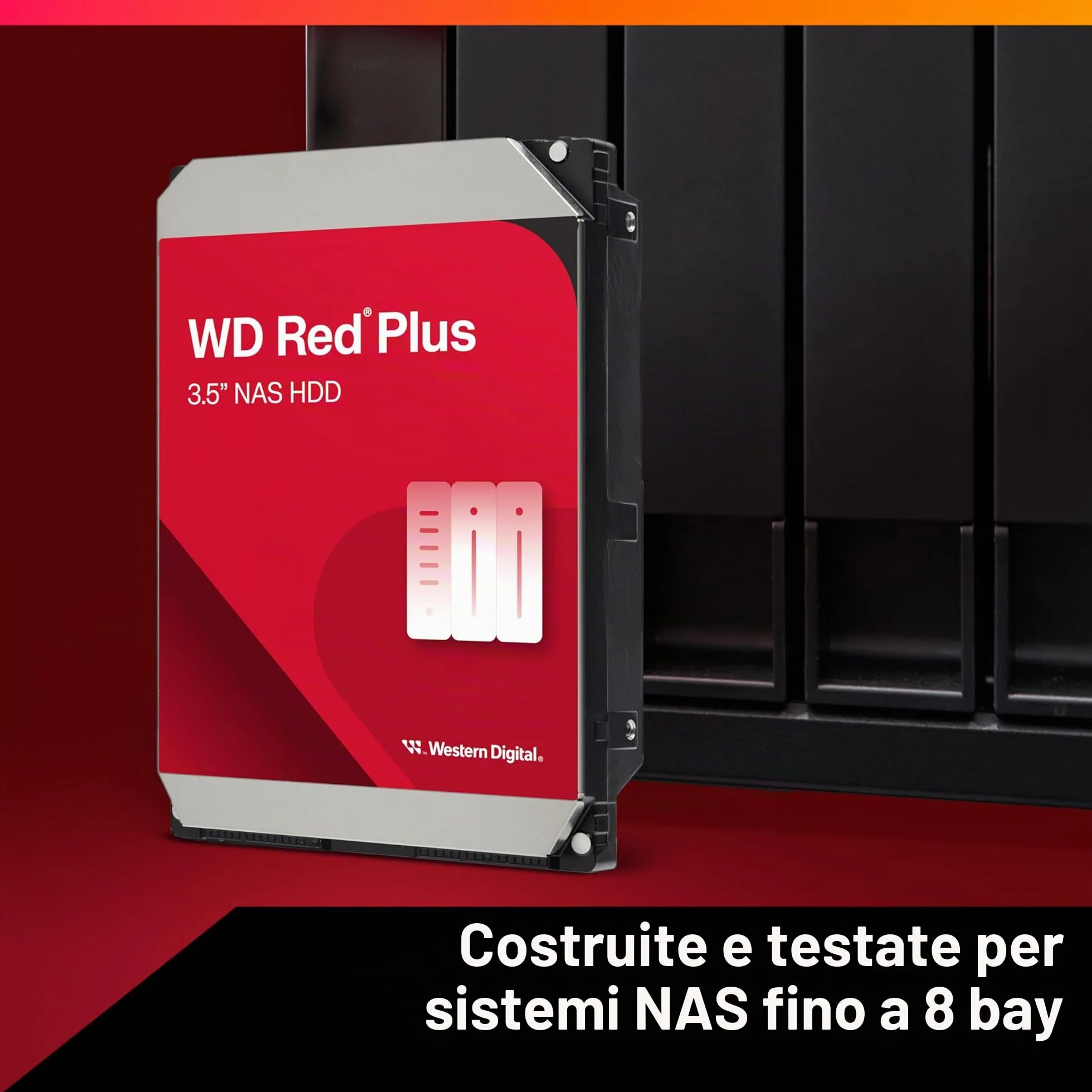 WD Red Plus 4 TB NAS 3,5" Hard Disk Interno - Classe 5.400 RPM, SATA 6 Gb/s, CMR, cache 128 MB