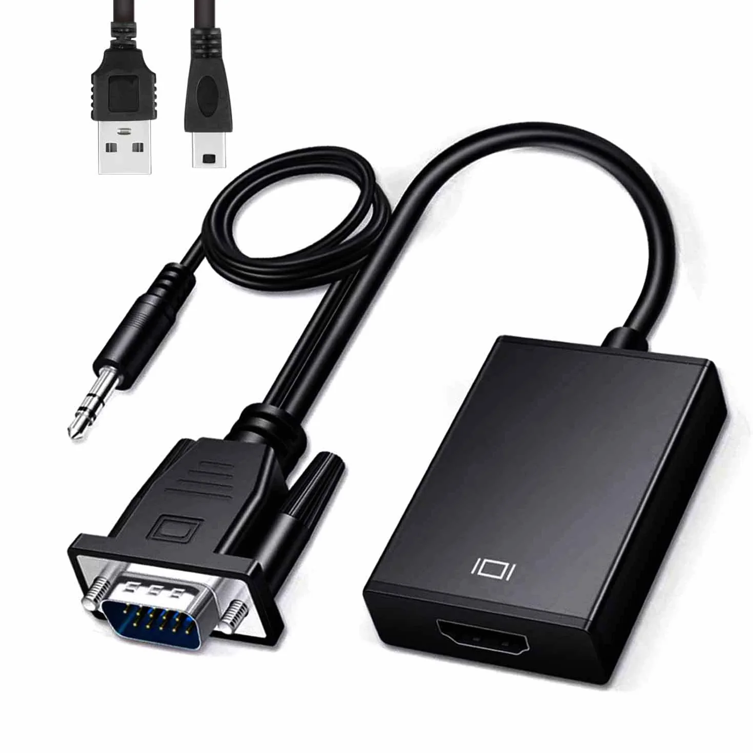 Adattatore da VGA a HDMI con Audio 1080P 60Hz, Convertitore Compatibile con vari Dispositivi come Laptop, PC, Proiettori, Monitor, TV Box, ecc