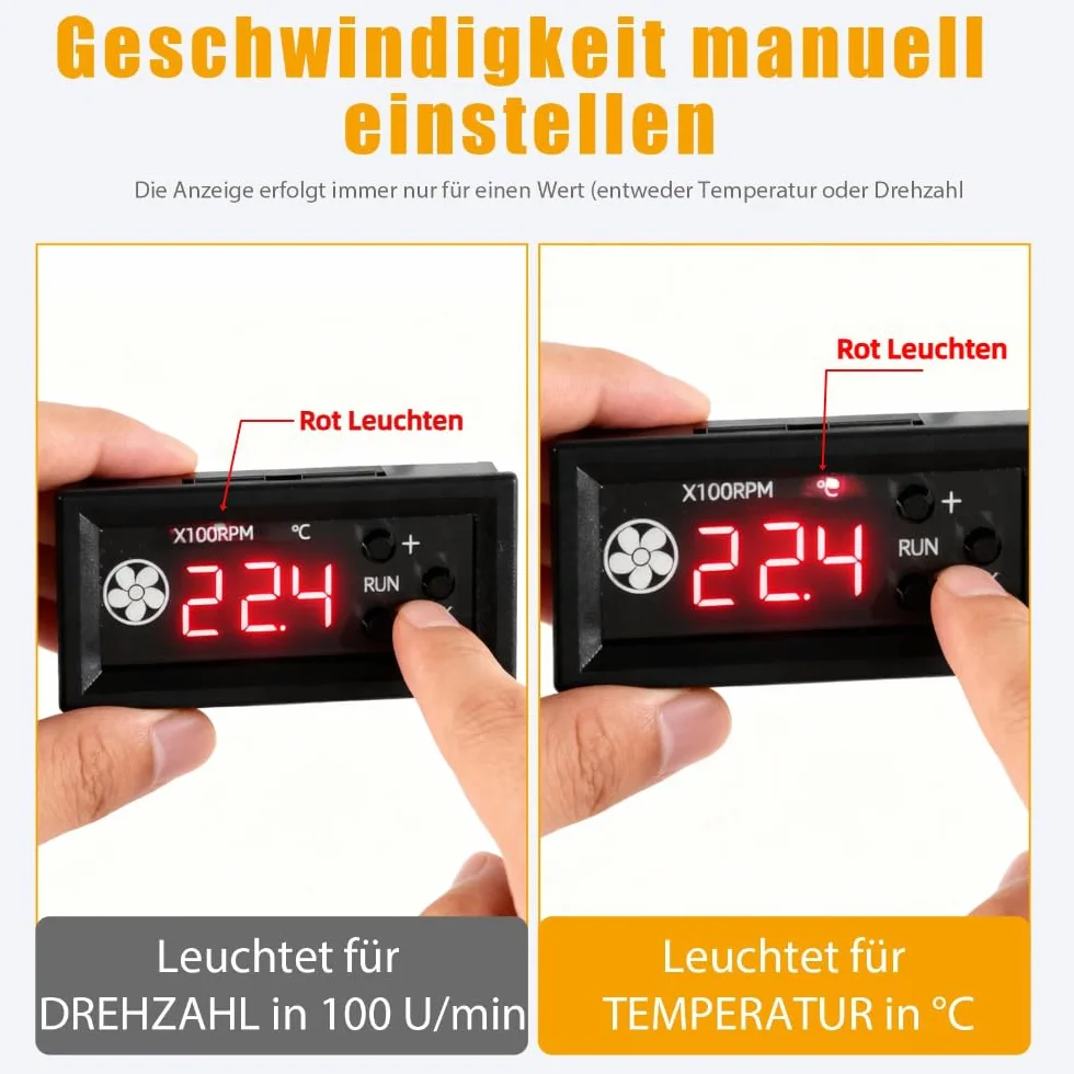 Controllo ventola DC 12 V PWM 4 pin con display digitale temperatura e velocità di rotazione – controllo della temperatura per ventola PC a 4 fili – regolatore di velocità 12 V ventilatore