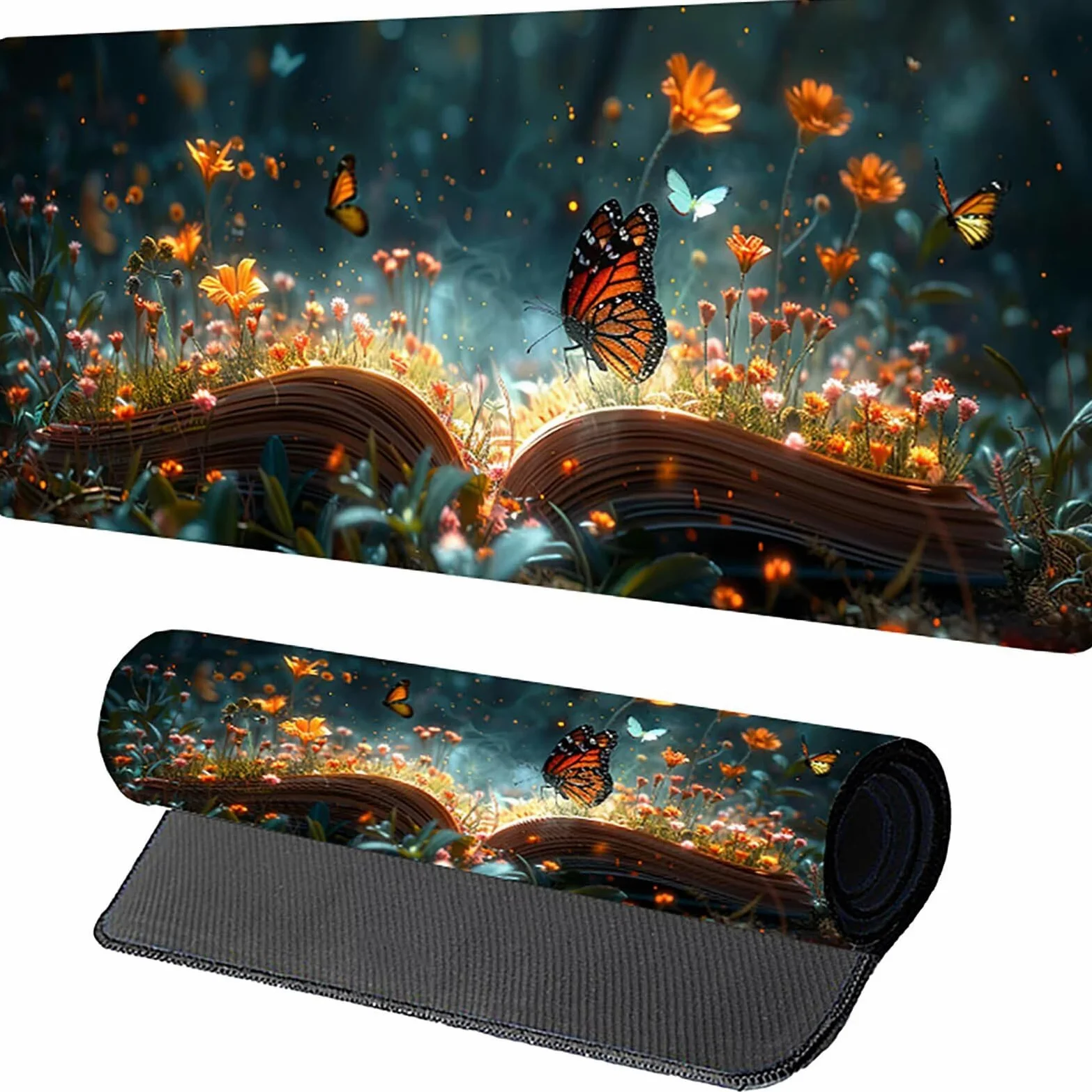 Tappetino Mouse Farfalla, Tappetino Mouse XXL 1500 x 800 mm, Gaming Mouse Pad con Base in Gomma Antiscivolo, Mousepad Migliorare la Velocità e la Precisione, Ufficio Accessori Gaming, Grigio J-7087