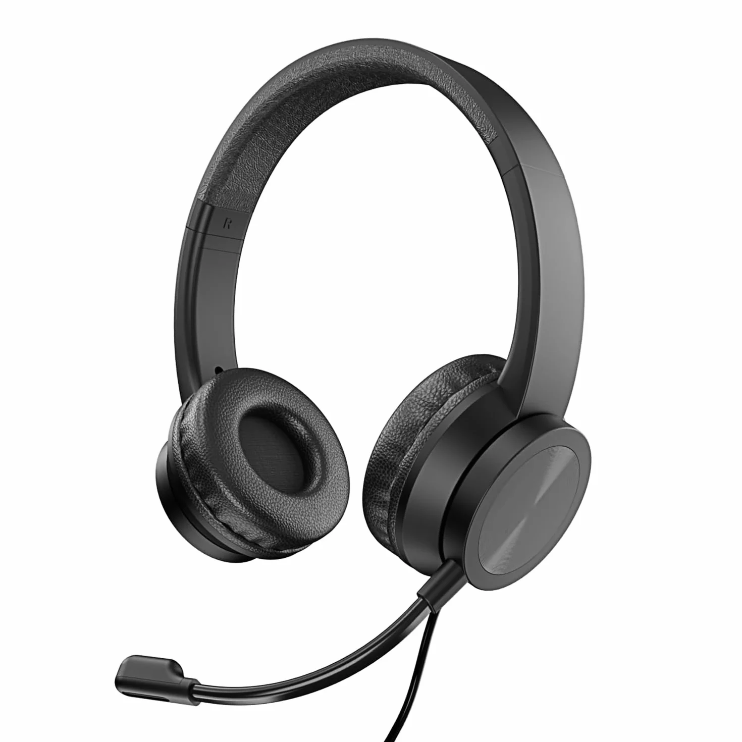 VulTech HS-03 Cuffie On-Ear USB Nero con Microfono con archetto regolabile con controller volume e muto, per PC, ufficio, Computer, Portatile, Laptop, Macbook, Teams, Meet, Zoom - Headset