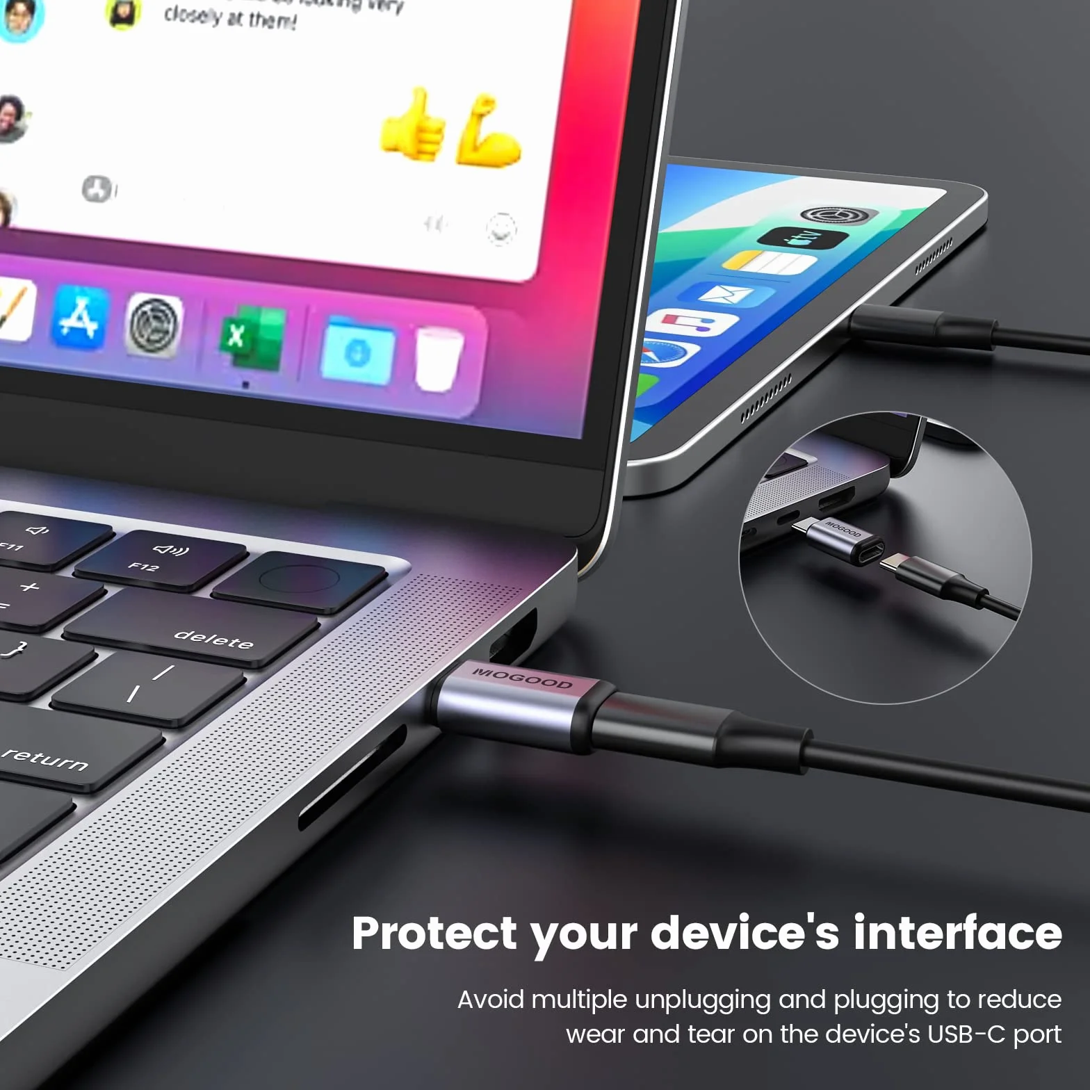 MOGOOD USB C Adattatore da maschio a femmina, supporto da 100W Fast Charging 40 Gbps Trasferimento di dati 8K@60Hz Video output per USB4,Thunderbolt 4/3,laptop,vapore Dock,switch,tablet, telefono