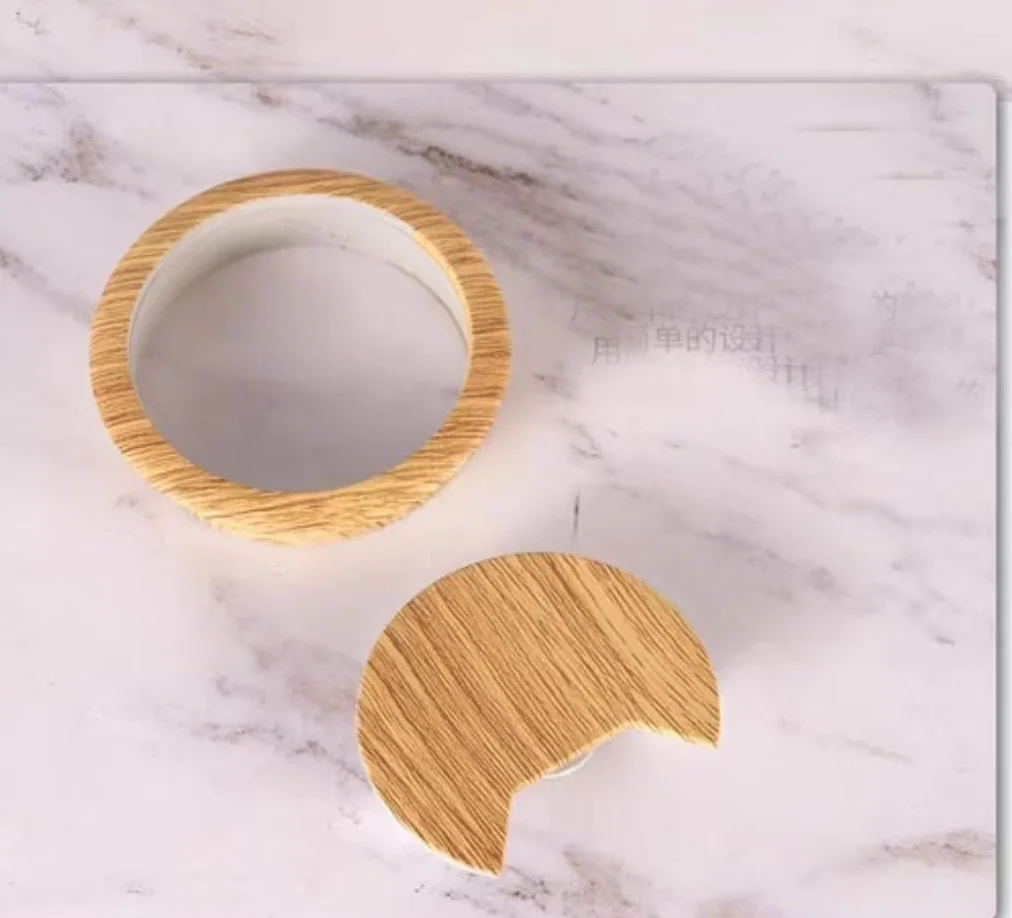 Passacavi da scrivania, copriforo for cavi da scrivania, 2 pezzi da 50/60 mm, copriforo cavi in ​​plastica effetto legno for scrivania (Style 1-50mm)