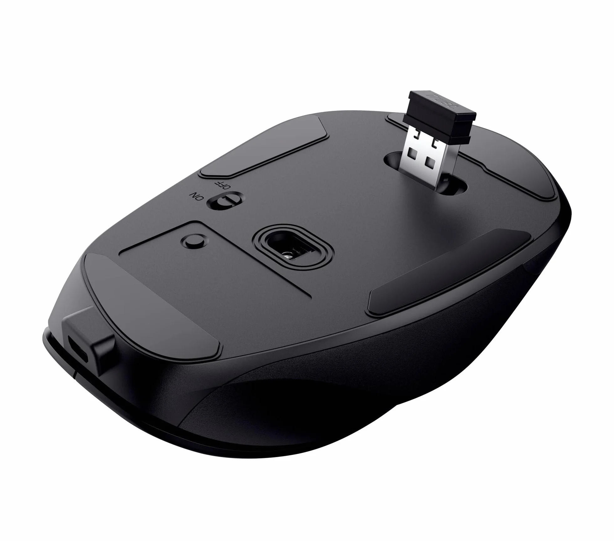Trust Fyda Mouse Wireless Ricaricabile, Design Sostenibile, 800-2400 DPI, 6 Pulsanti, 2,4 GHz, Ricevitore USB, Mouse Ergonomico senza Filo per Laptop, PC, Computer, Macbook, Ufficio - Nero