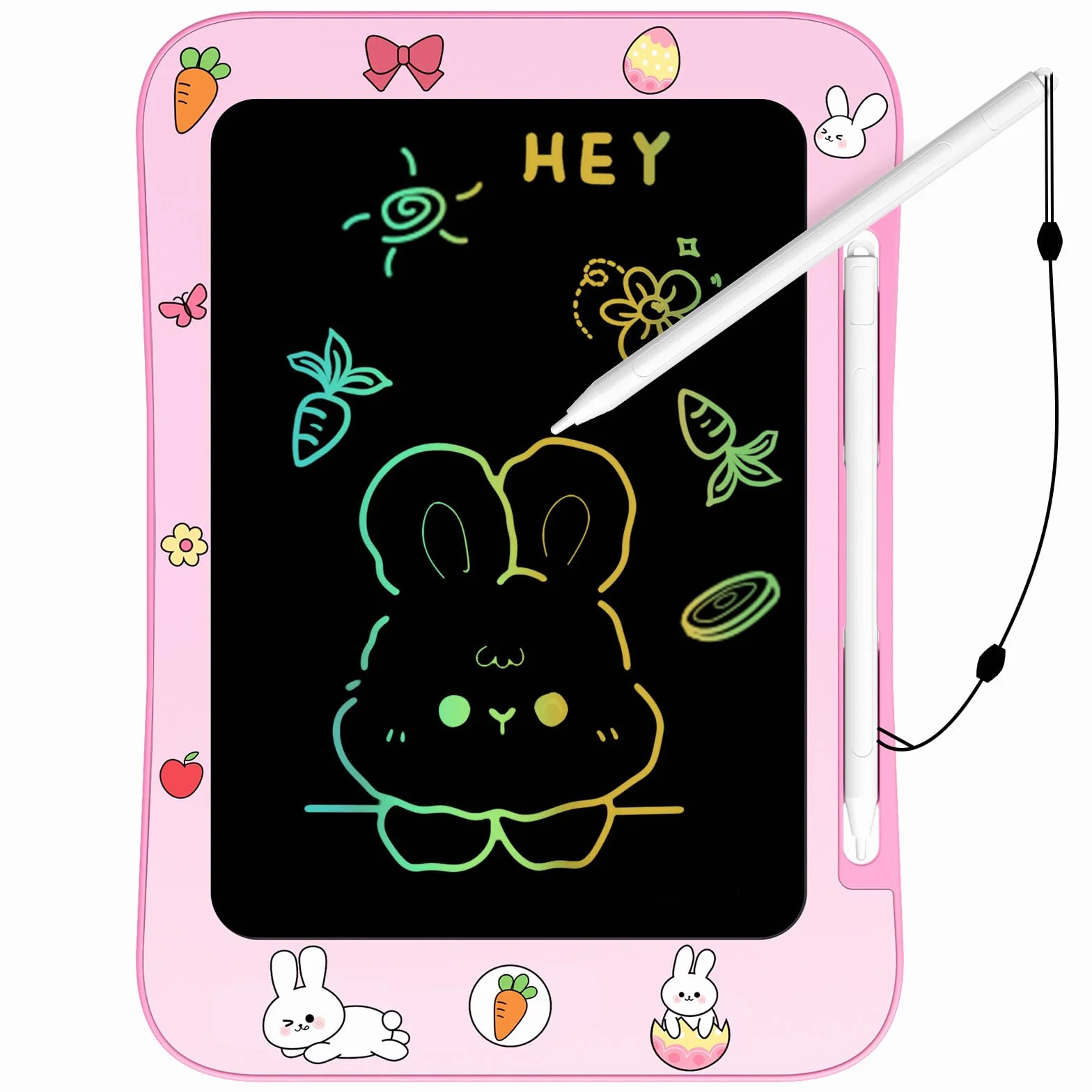 Genialba Tavoletta LCD per Scrittura, Lavagna da Disegno con Schermo Colorato per Bambini e Bambine dai 3 ai 7 anni, Giocattoli Educativi per Compleanni e Natale (Coniglio)