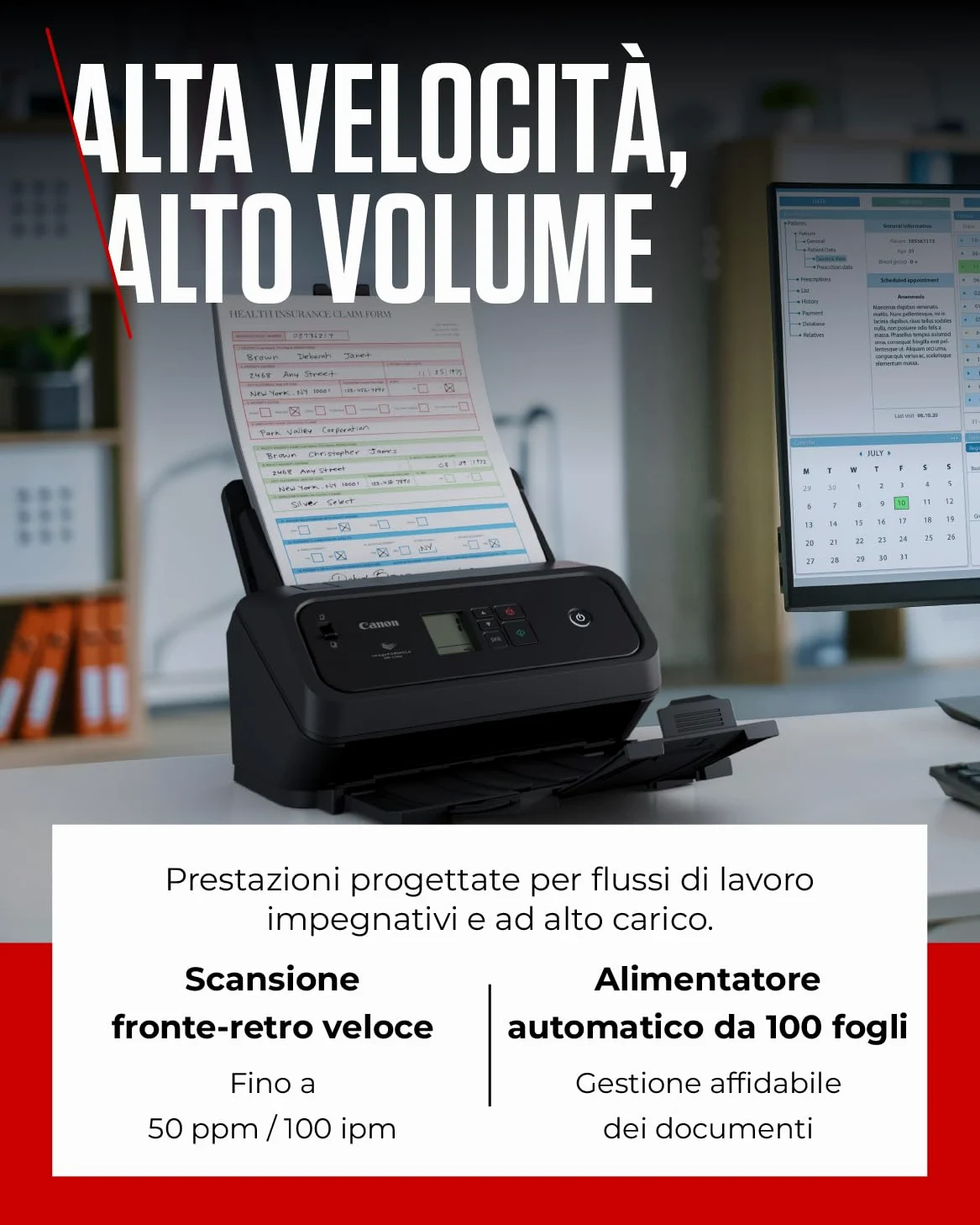 Canon imageFORMULA DR-C350 Scanner documenti A4 | Design compatto e avanzata elaborazione immagini per ufficio | Alimentatore automatico da 100 fogli | Con Canon CaptureOnTouch Pro