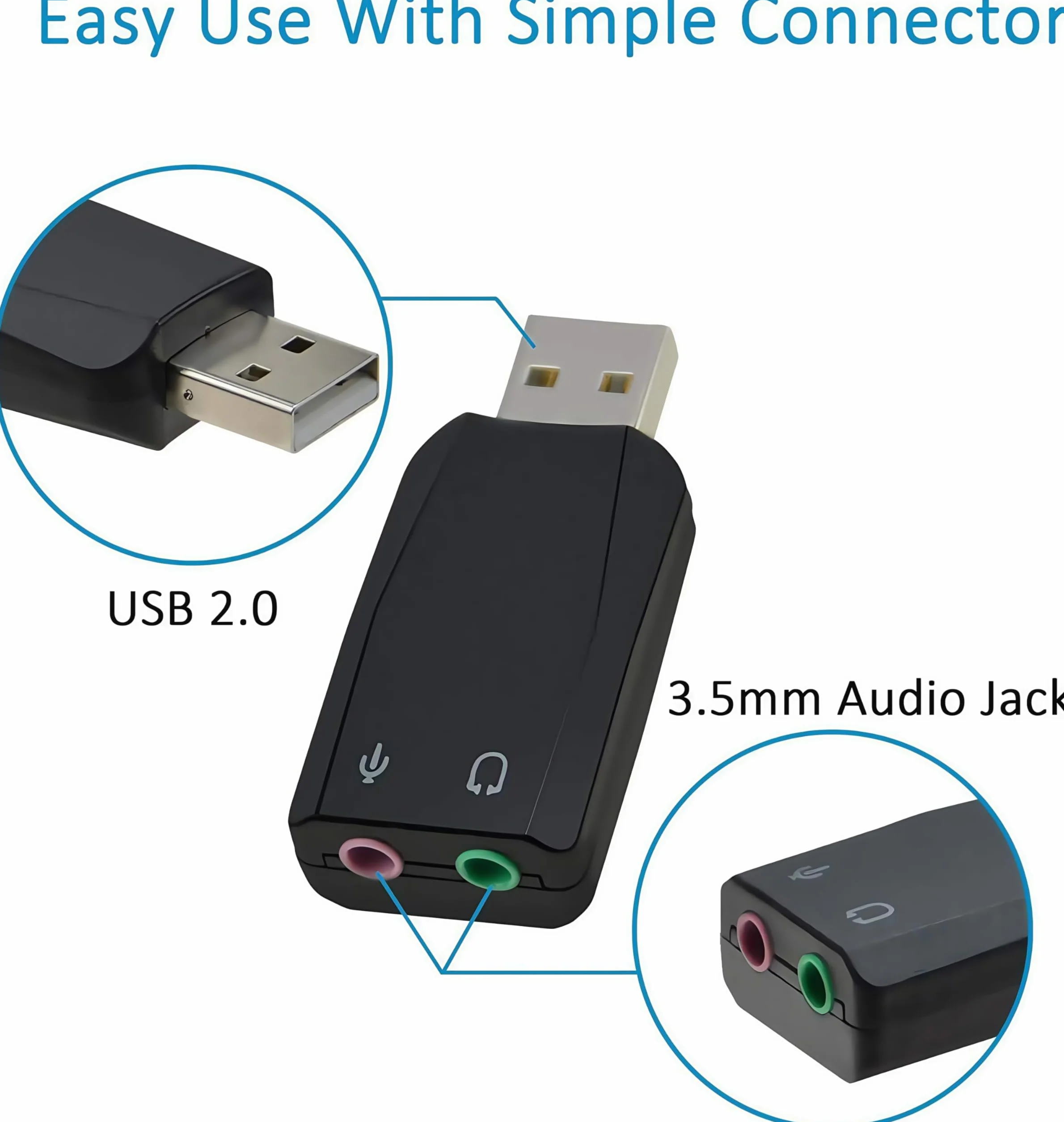 Adattatore audio stereo 3D USB esterno con jack da 3,5 mm per cuffie con microfono per cuffie, installazione senza driver della scheda audio USB per Win Mac OS Linux PS4