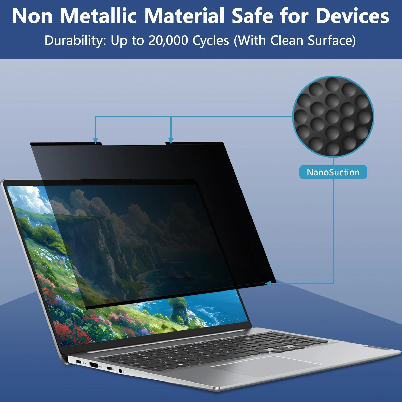 Filtro Privacy Nanoadesiva Rimovibile per Laptop 16 pollici 16:10 Pellicola Protezione, Anti-Riflesso e Filtro Luce Blu per HP/dell/Acer/Lenovo/Thinkpad/Samsung/ASUS/Sony 16"(346 * 226) mm