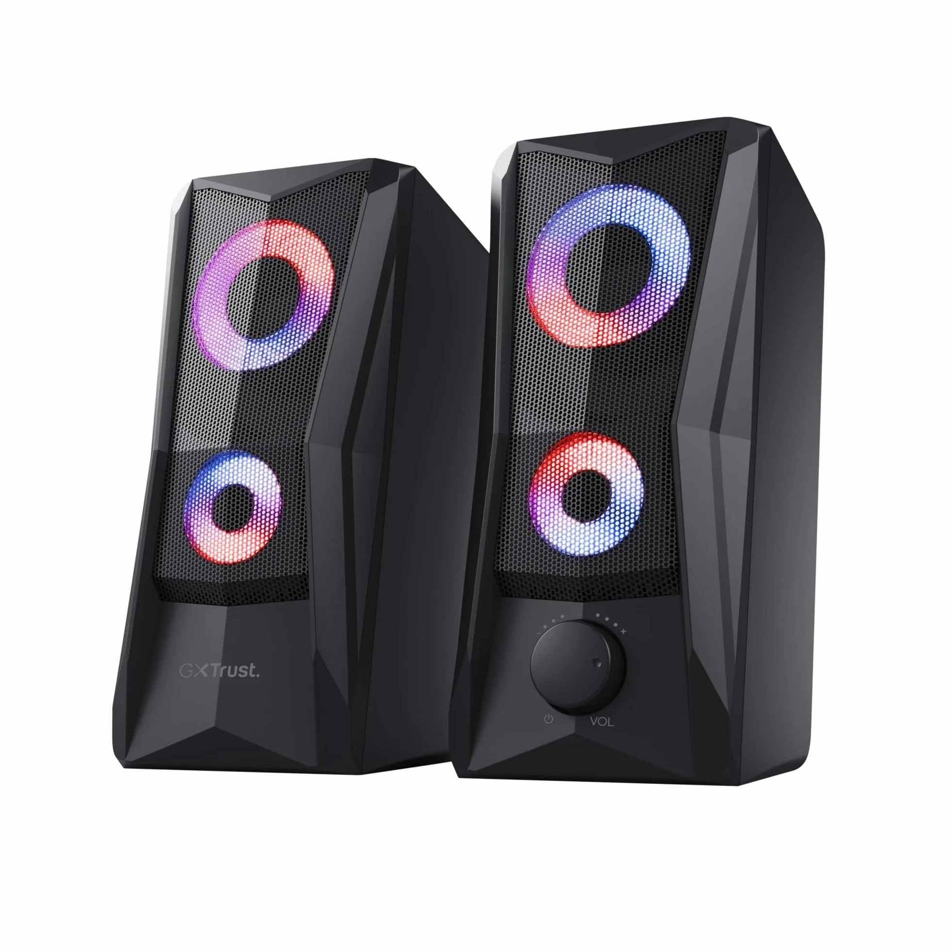 GXTrust 606B Javv Casse PC Gaming 2.0 con Illuminazione LED RGB, 12W (6W RMS), Alimentazione USB, Jack AUX 3.5 mm, Set di Altoparlanti PC da Gioco per Computer, Portatile - Nero