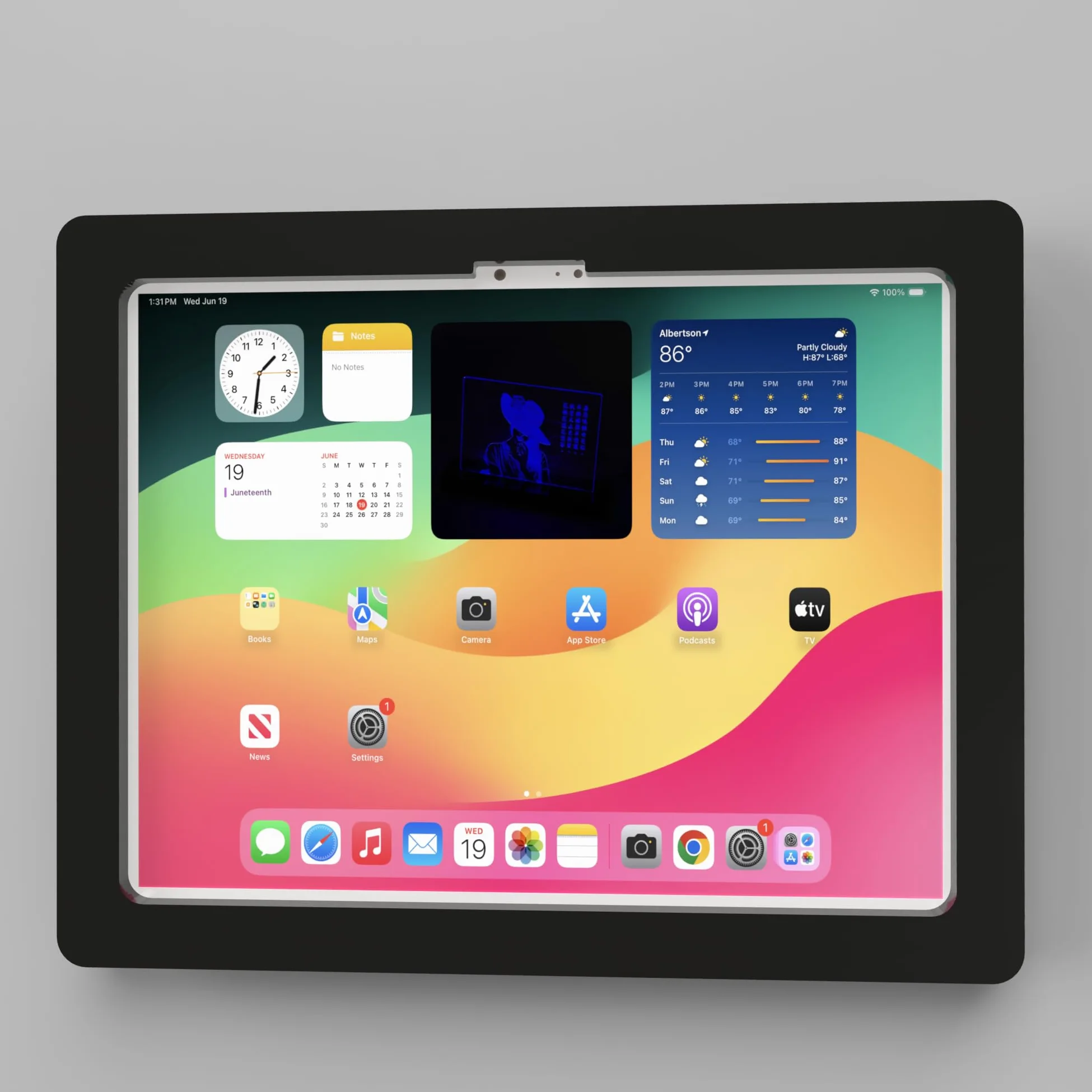 Enclosure VESA antifurto in acrilico per Apple iPad Pro 11" 2024 (5a generazione) con kit di montaggio a parete gratuito e cavo USB C ad angolo di 90 gradi (iPad Pro 11 2024, nero)