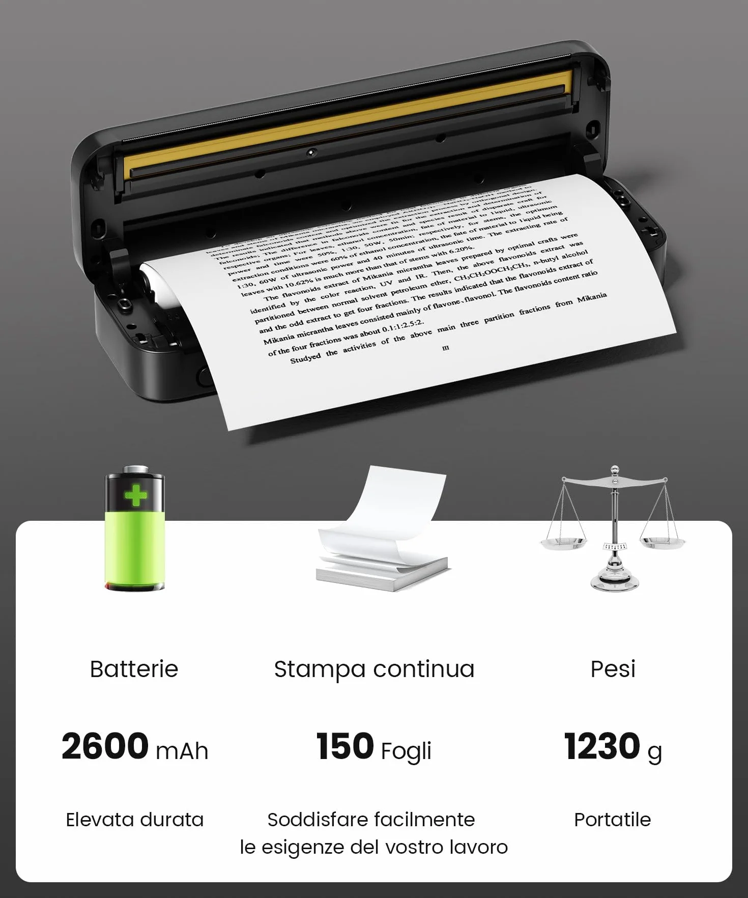 Phomemo M832 Stampante Termica Portatile A4 Senza Fili Senza Inchiostro con Custodia e 4 Rotoli Carta, Nero