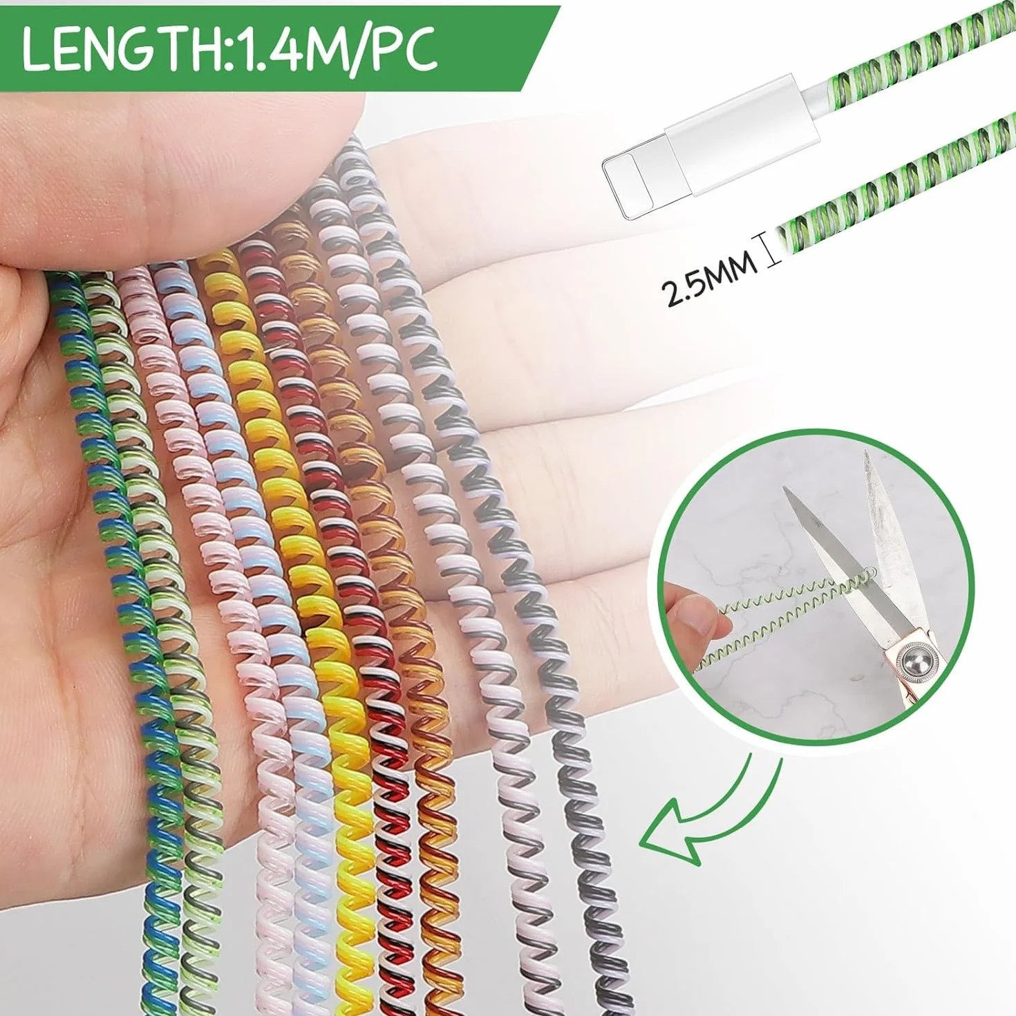 9 Protezioni per Cavi Di Ricarica, 1,4 m, Protezione Cavo in Tpu, Protezione Flessibile Micro USB per Cellulare, Cavo di Ricarica per Notebook (9 Colori)