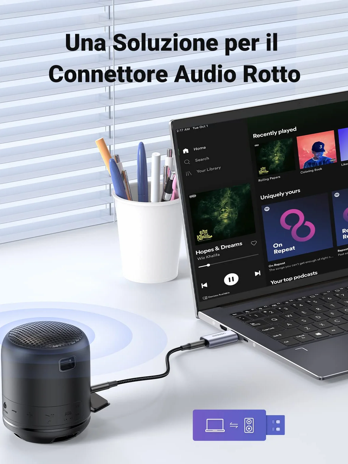 UGREEN Scheda Audio Esterna USB in Alluminio Adattatore Sonoro a Jack 3,5mm per Cuffie Microfono Casse Compatibile con PC PS5/4 MacBook Laptop Surface Pro Raspberry Pi Plug e Play