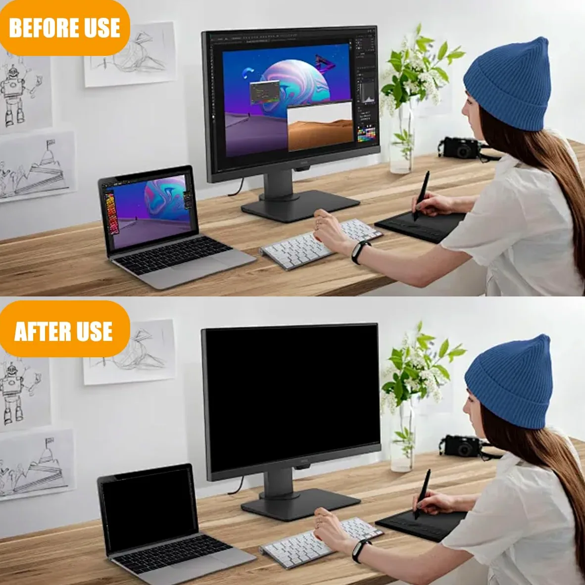 Pellicola protettiva per la privacy, schermo per monitor desktop widescreen 16:9, filtro antigraffio per la privacy da appendere da 20 pollici/21,5 pollici/24 pollici/27 pol(24 pollici 547*320 mm