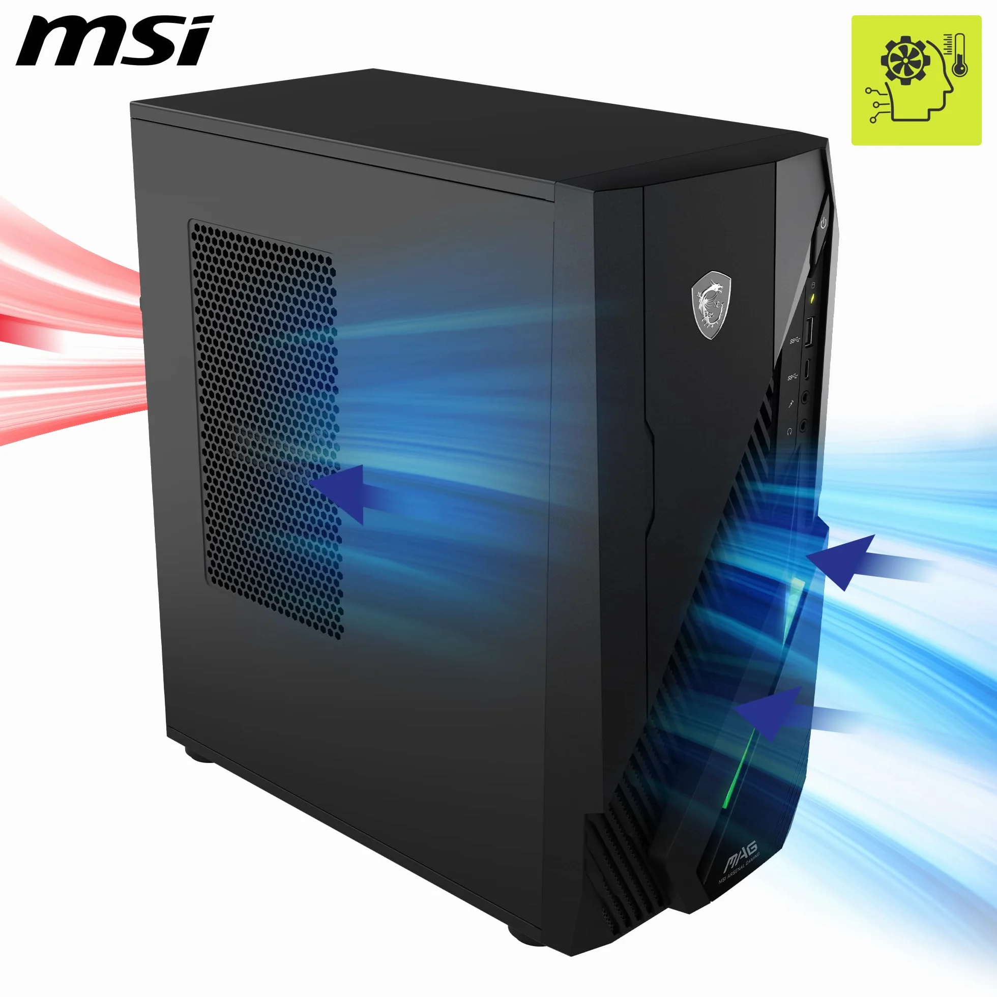 MSI MAG Infinite E1 14NVL5-104EU Gaming PC Intel Core i5 14400F GeForce RTX 5060 8G 16GB RAM DDR5 1TB SSD PCIe GEN4x4 NVMe Wi-Fi 6E 80+ Bronze