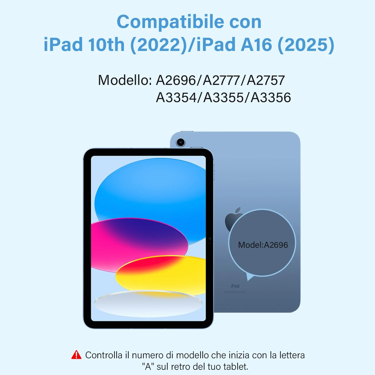 KBCASE Custodia Tastiera per iPad A16 11/10 Generazione,Cover iPad A16 11/10 Generazione con Bluetooth Tastiera (11/10.9 Pollici, 2025/2022), Italiano QWERTY,con Portapenna,Blue