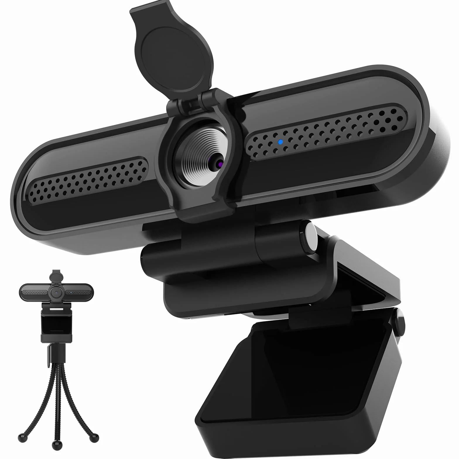 W4DS 2K Webcam, HD Webcam PC con Microfono, Autofocus, 78° View, Plug&Play, Microfono Riduzione Rumore, Protezione della privacy, USB Webcam per Videochiamate, Conferenza, Studio e Streaming