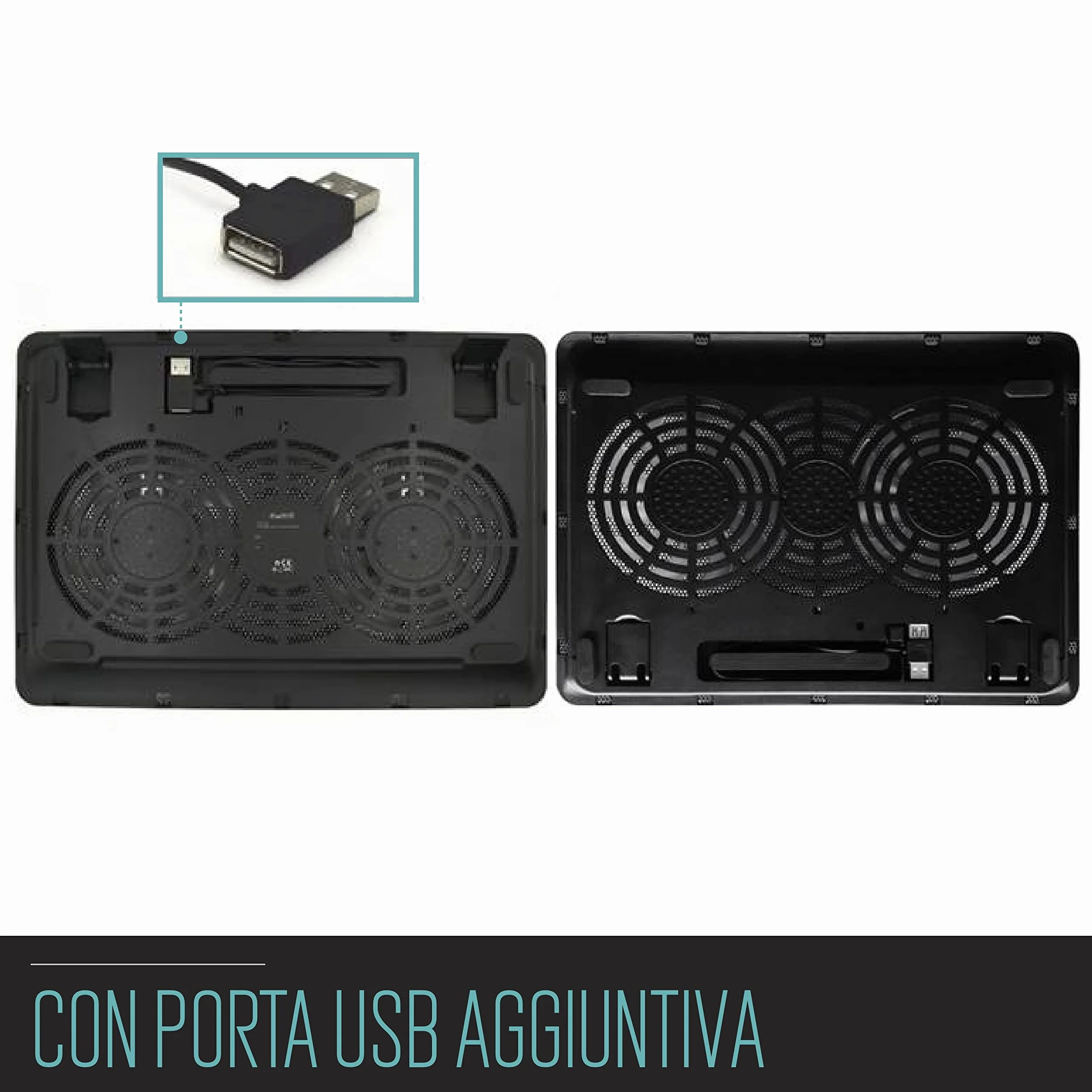 Ewent EW1256 Pad di raffreddamento a 2 ventole per Notebook fino a 17", Nero 34 x 25 x 2 cm