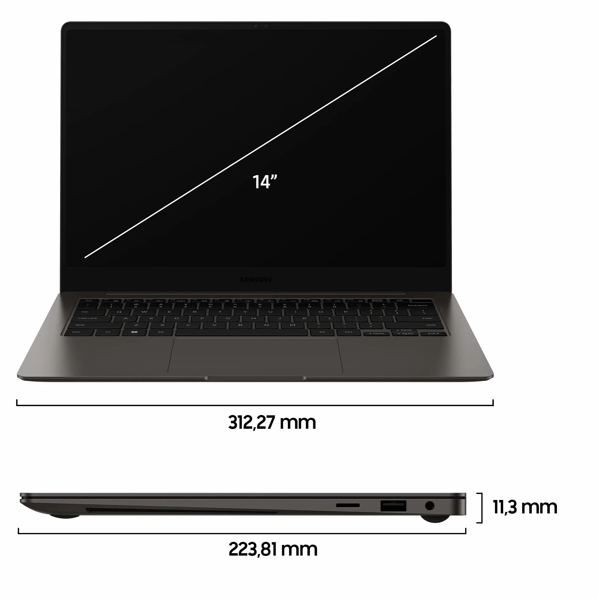 Samsung Galaxy Book3 Pro Laptop, 14" Dynamic AMOLED 2X, Intel EVO, Intel Core i5-1340P 13th gen, 16GB RAM, 512GB SSD, Windows 11 Home, Graphite