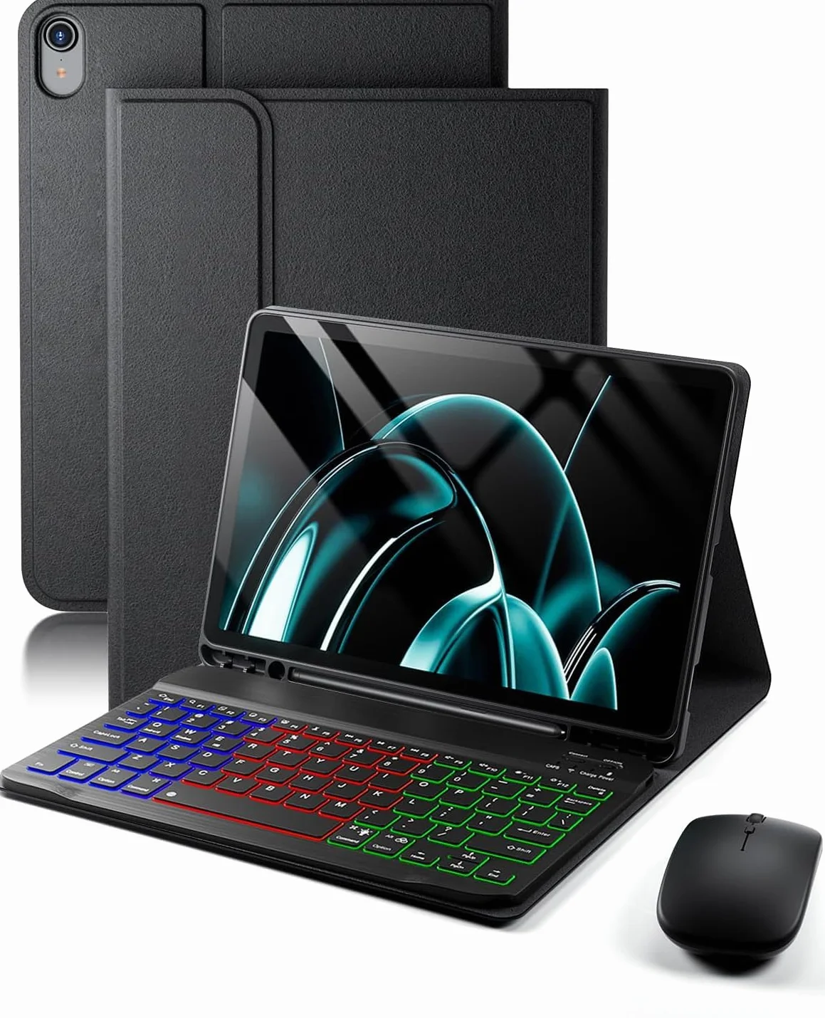 iPad A16 11 Generation 2025 iPad 10 Generation 2022 10.9-11 Pollici Cover Custodia Protettiva con Tastiera Retroilluminata Bluetooth Italiano QWERTY e Mouse Nero
