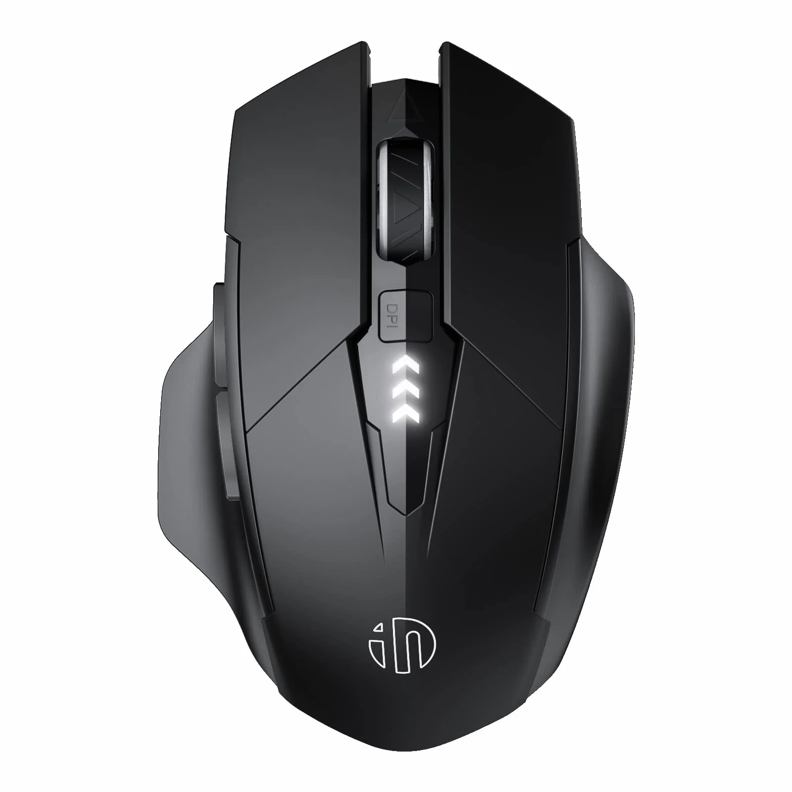 INPHIC Mouse Bluetooth wireless ricaricabile silenzioso multi-dispositivo (Tri-Mode: BT 5.0/4.0 + 2.4G), Livello della batteria visibile, ergonomico portatile 1600 DPI per PC laptop, Nero
