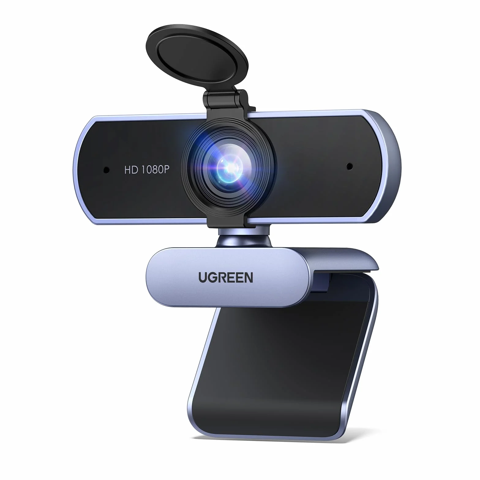 UGREEN Webcam Full HD 1080P 30FPS USB A PC Camera 2 Microfono Incorporato 85°Angolo di Visione per Windows MacOS Linux Supporto Youtube Streaming Skype Video Calling Zoom Videoconferenze(Grigio)