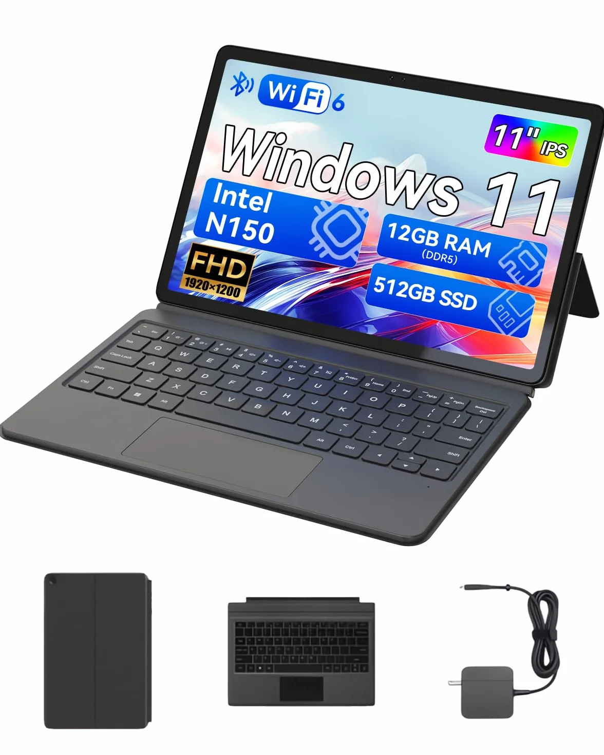 BNCF NewBook 11 2-in-1 Laptop Tablet N150 12GB RAM 512GB SSD Win 11 Pro 11" Touch FHD Micro HDMI