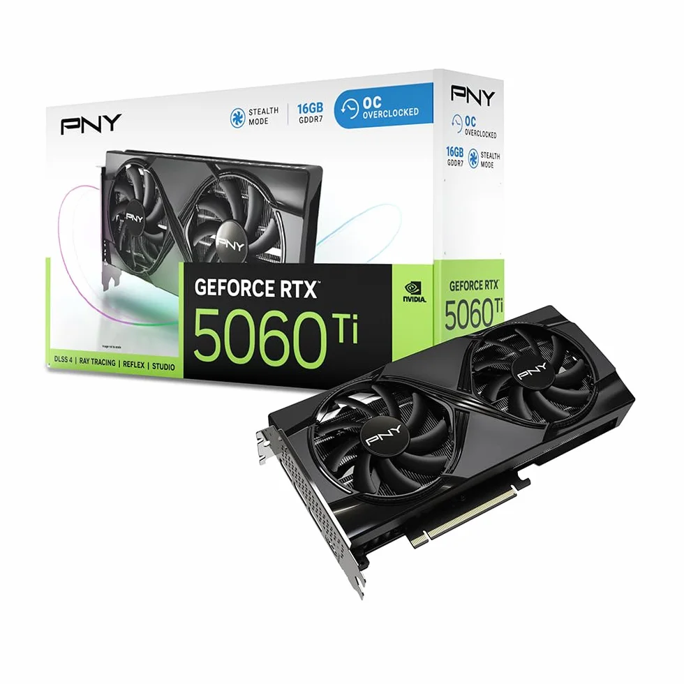 PNY GEFORCE RTX™ 5060 Ti 16GB Overclocked Doppia Ventola DLSS 4